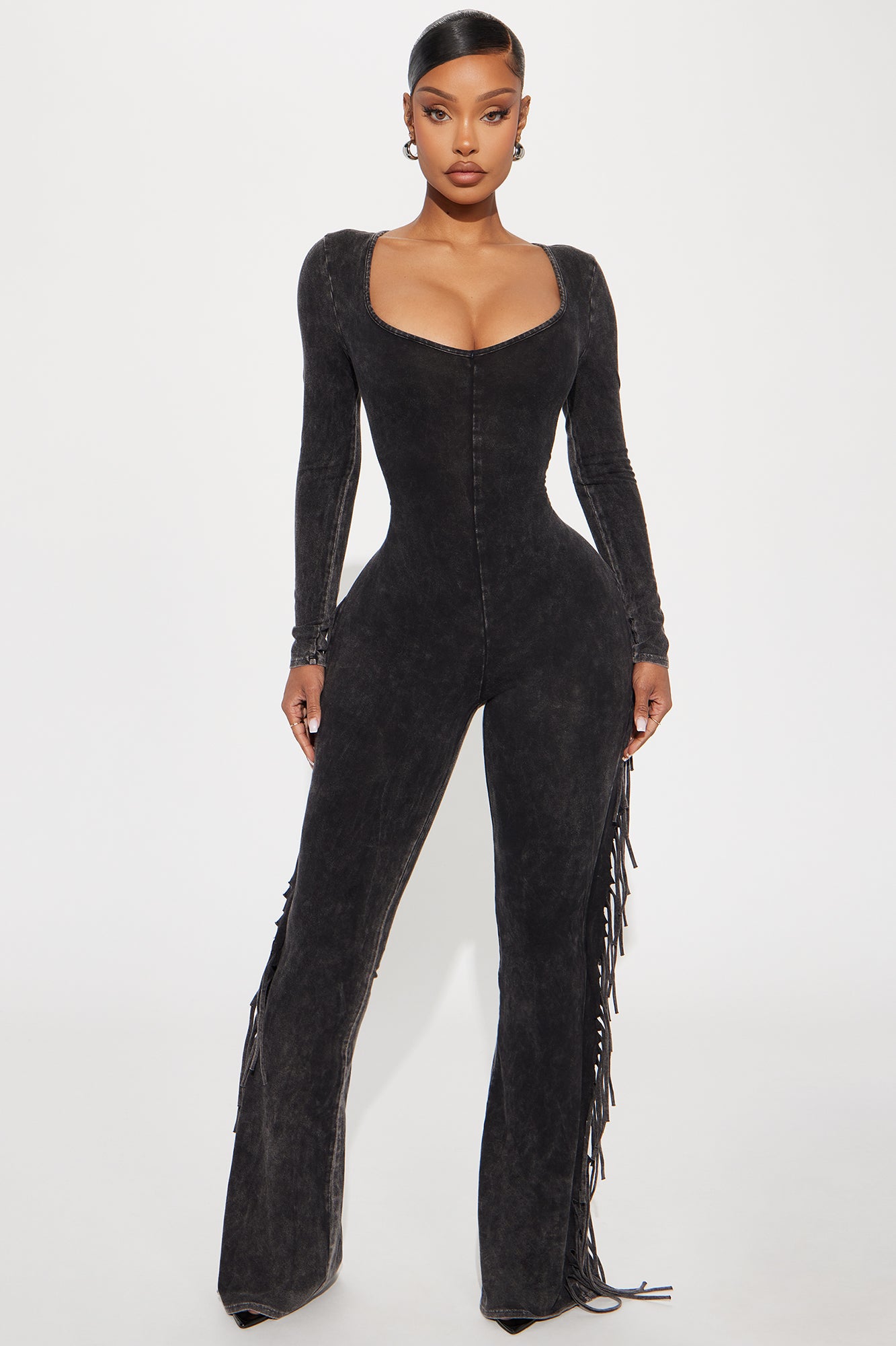 Carry Me Higher Long Sleeve Fringe Jumpsuit