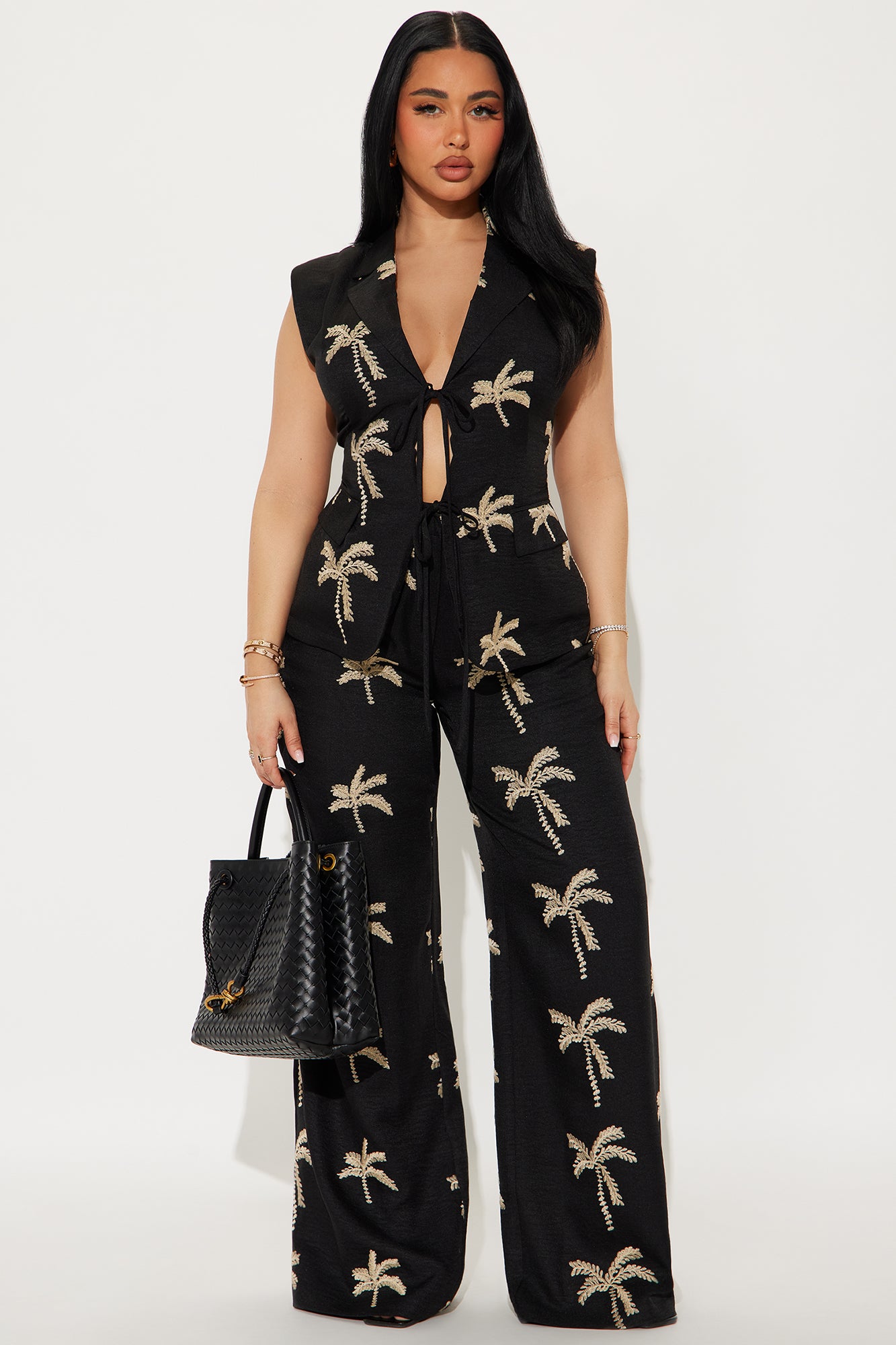 Vacation Palms Linen Pant Set