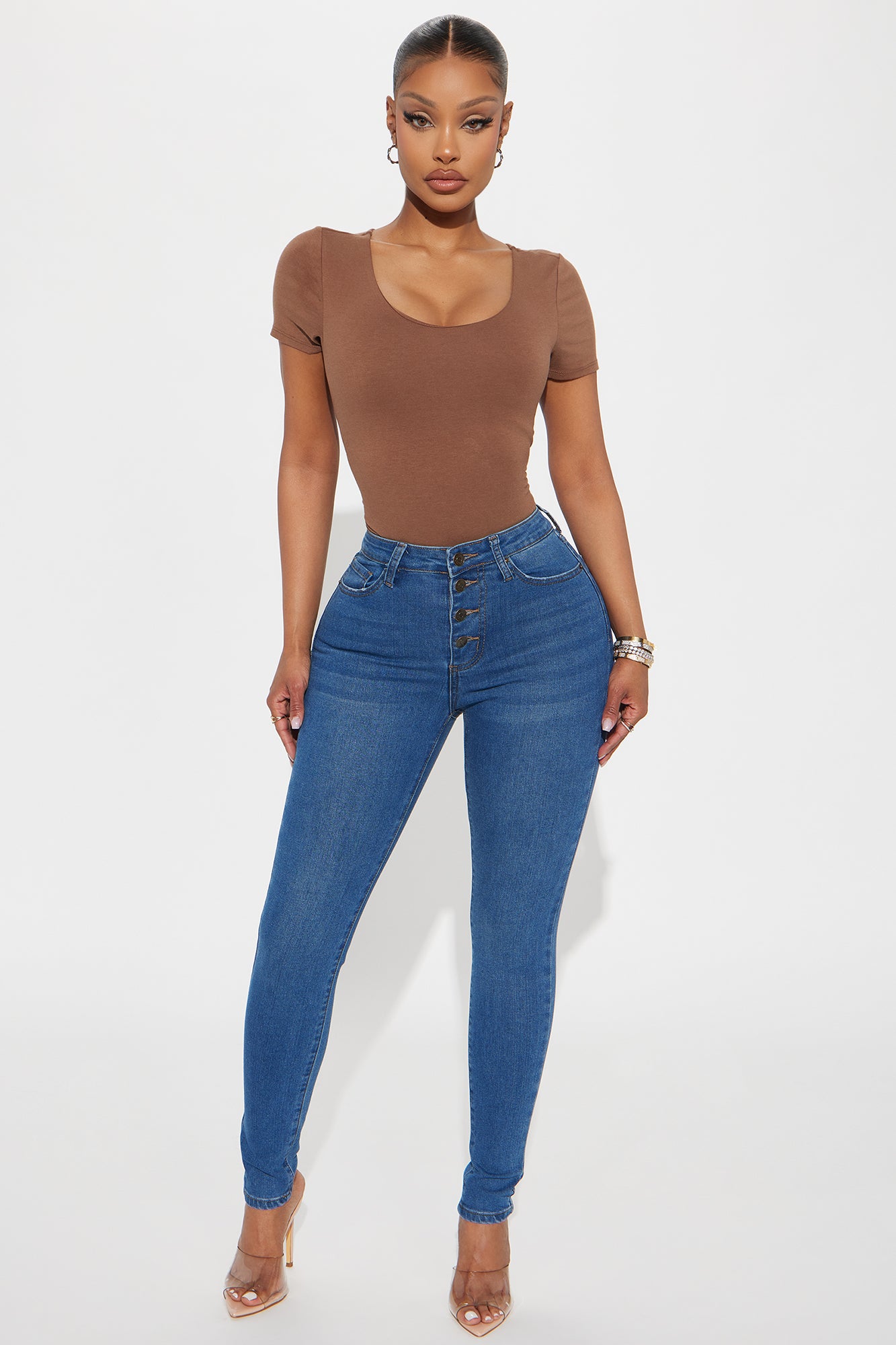 Beaumont Buttonfront Stretch Skinny Jeans