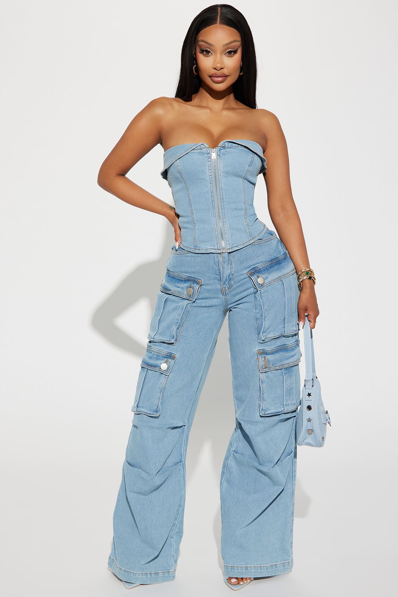 Ciara Denim Pant Set