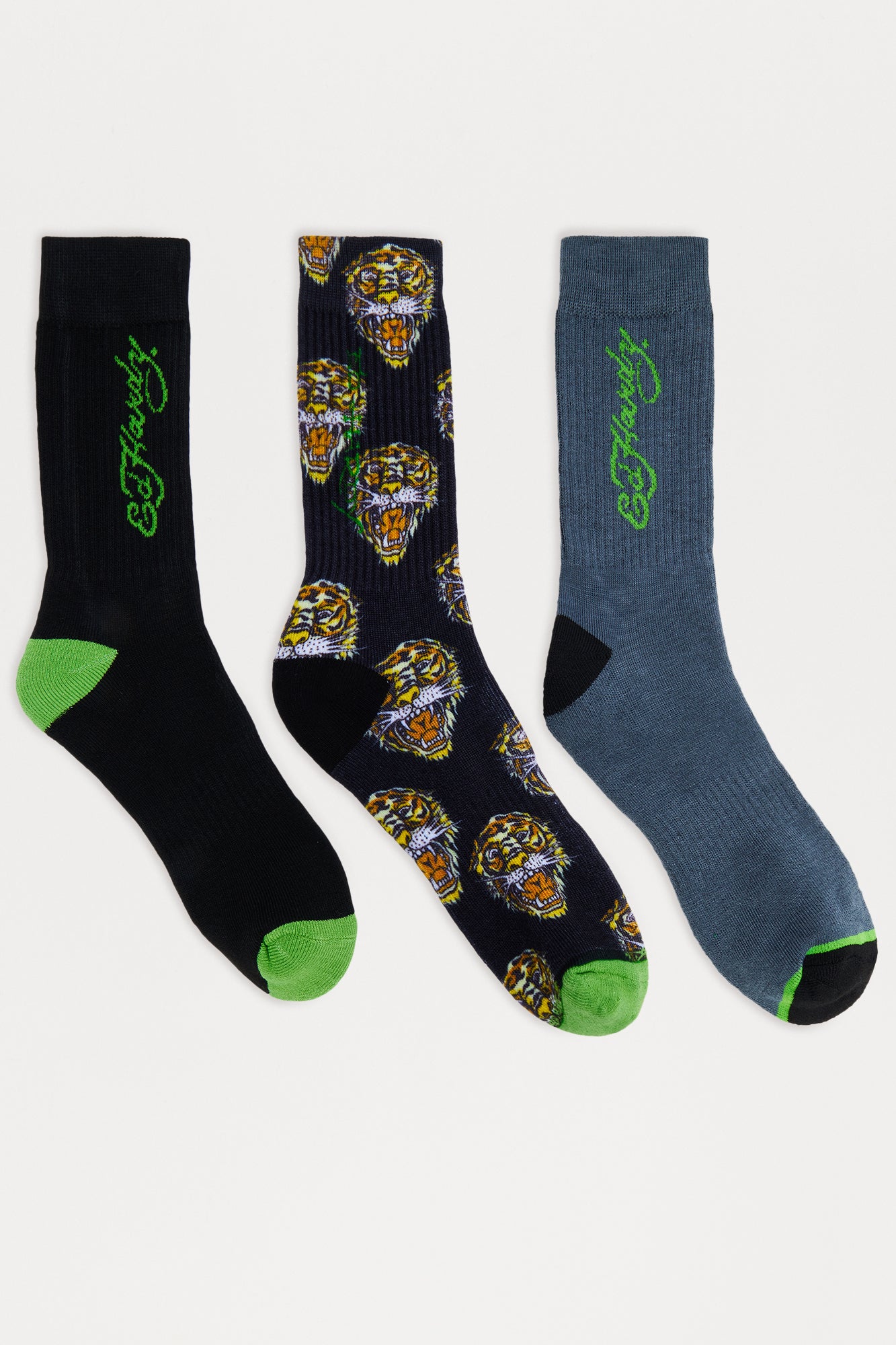 Ed Hardy Tiger Head Socks 3 Pack