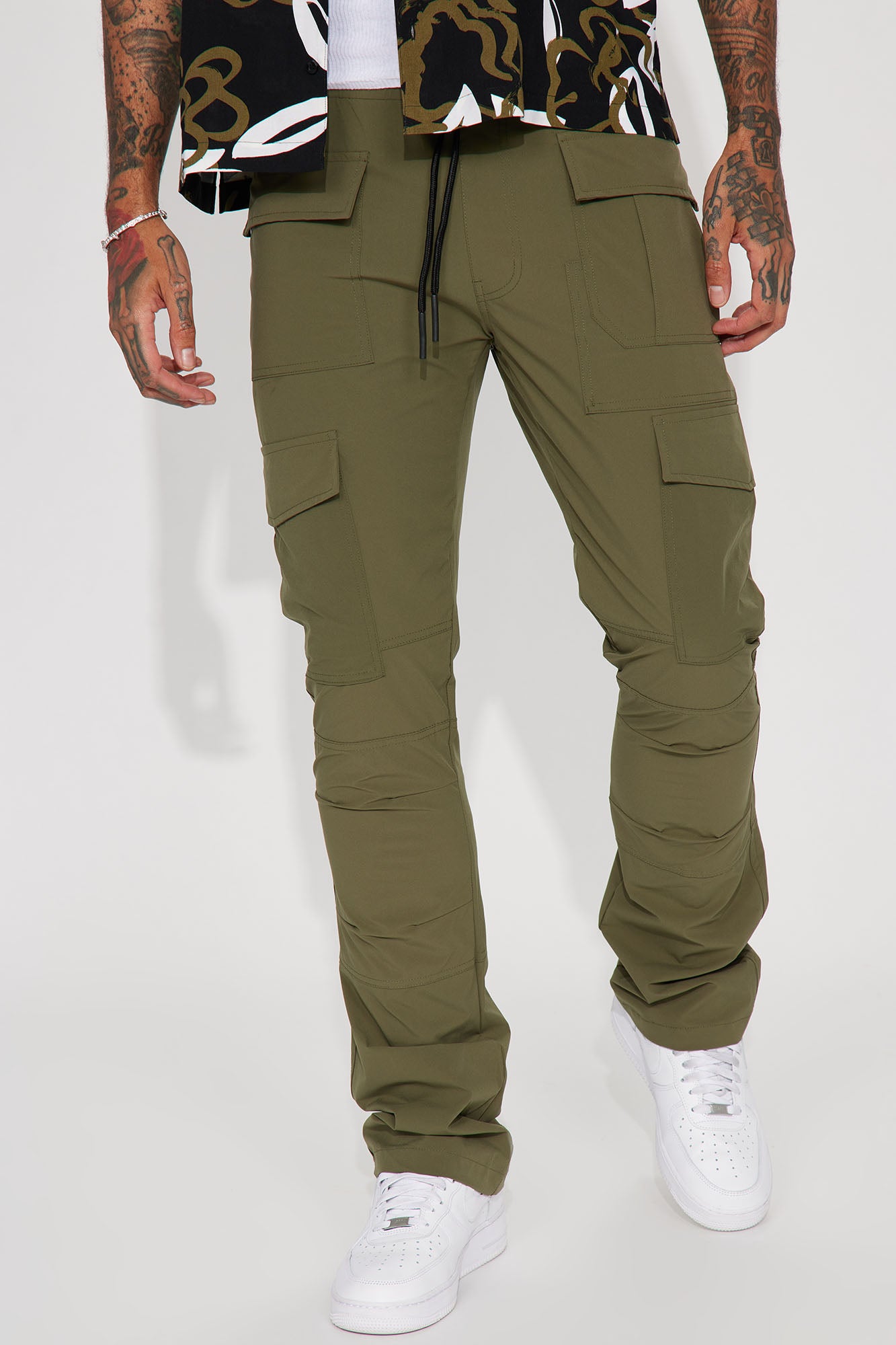 On Your Mind Stacked Slim Flare Nylon Pants