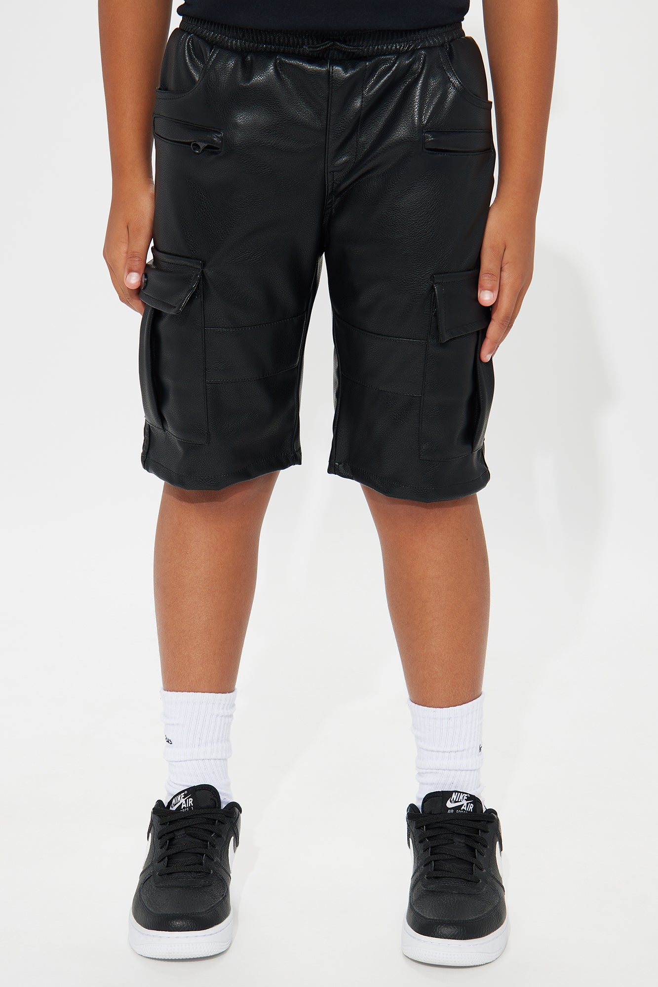 Mini Faux Leather Multi Pocket Short
