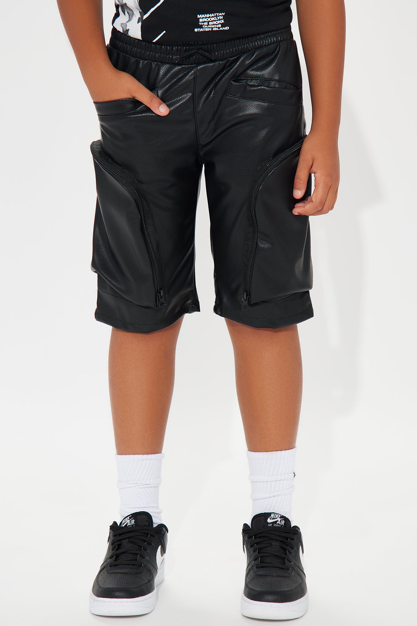 Mini PU Zip Pocket Short