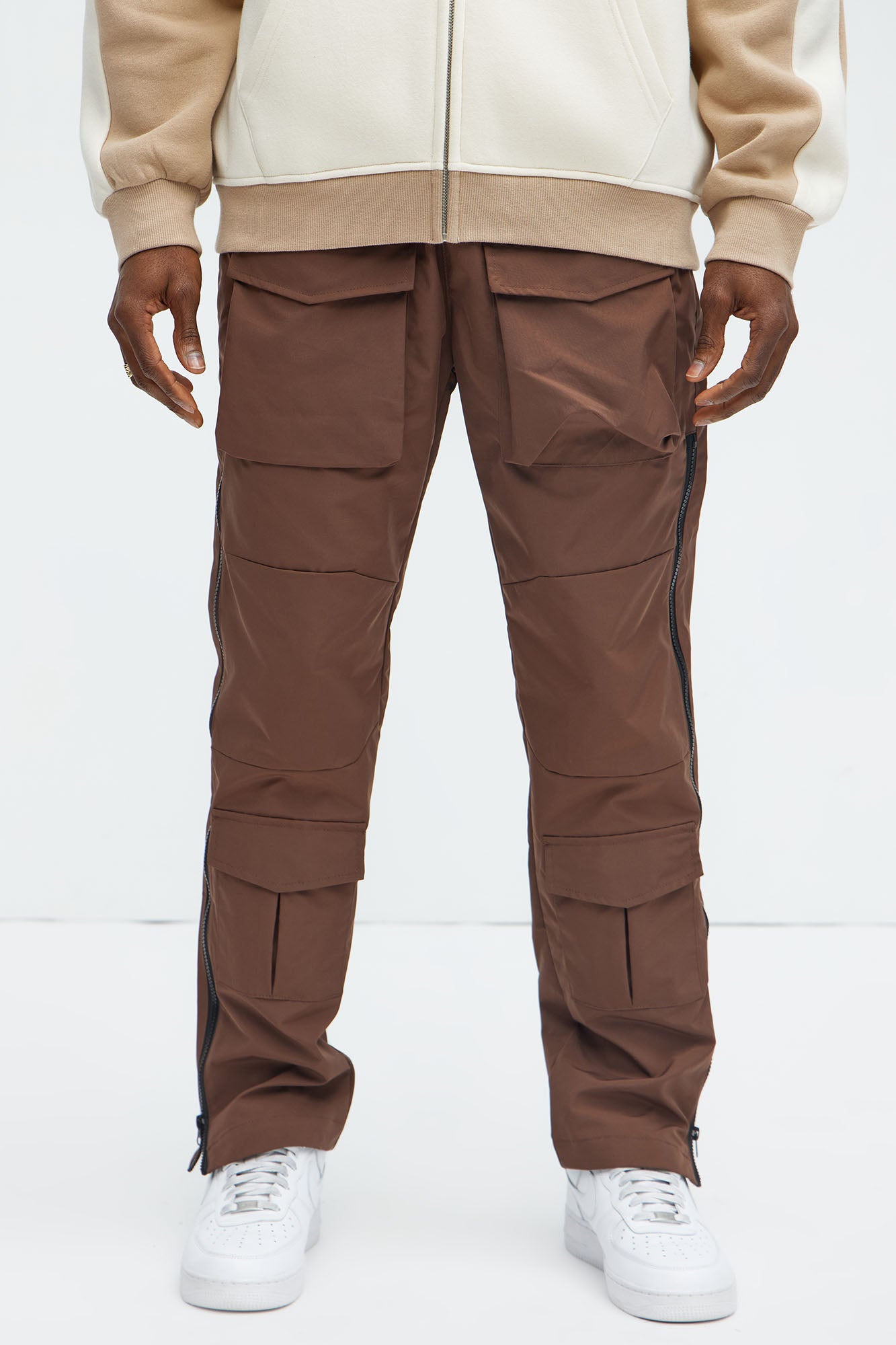 All Along Zipper Straight Nylon Cargo Pants