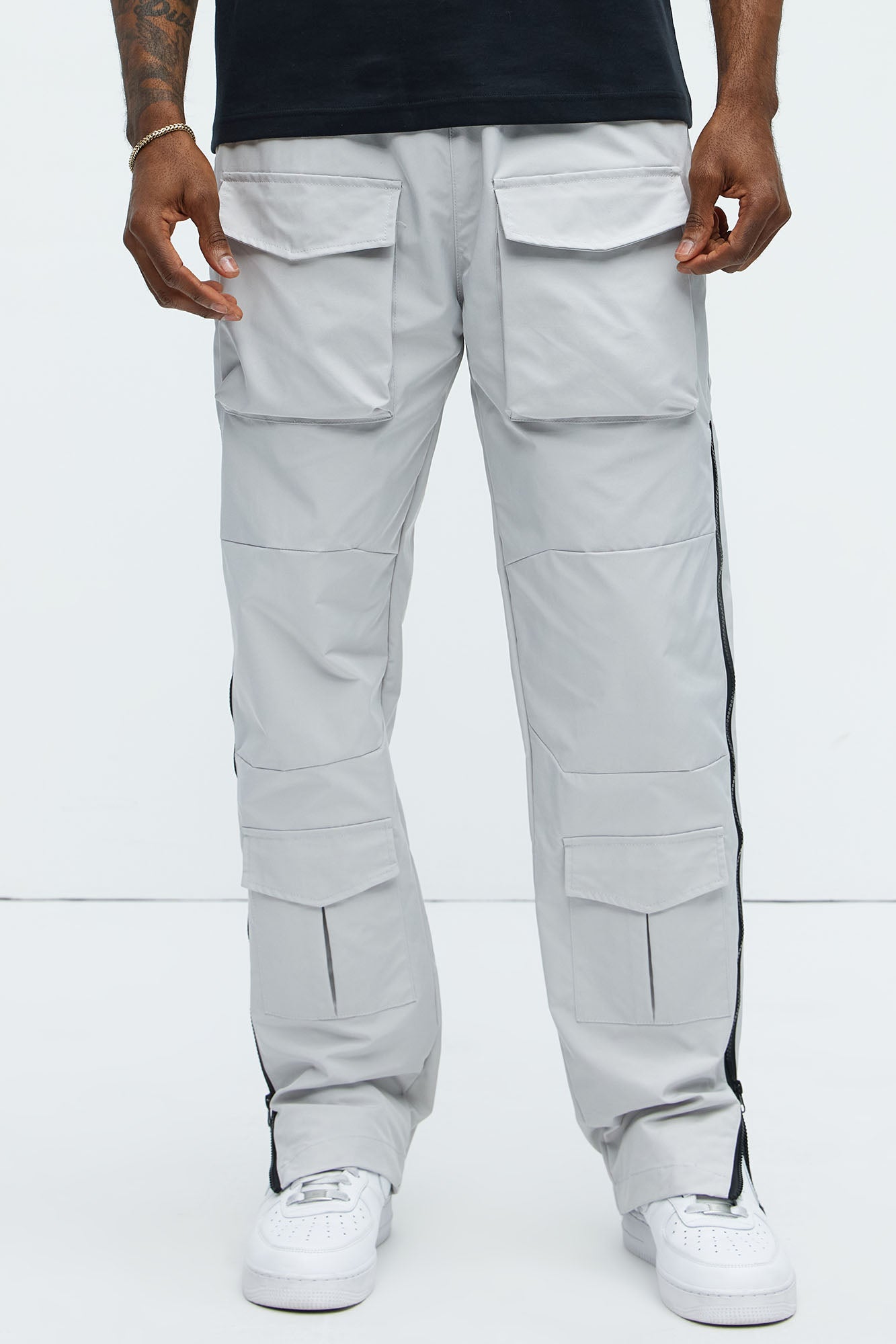 All Along Zipper Straight Nylon Cargo Pants