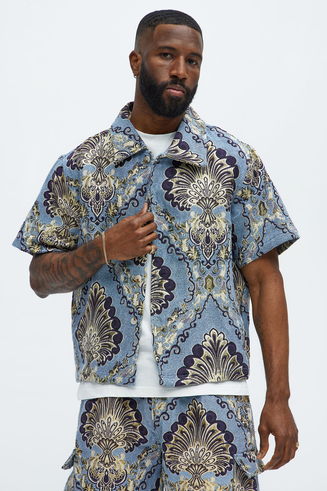 Highland Tapestry Short Sleeve Button Up Shirt