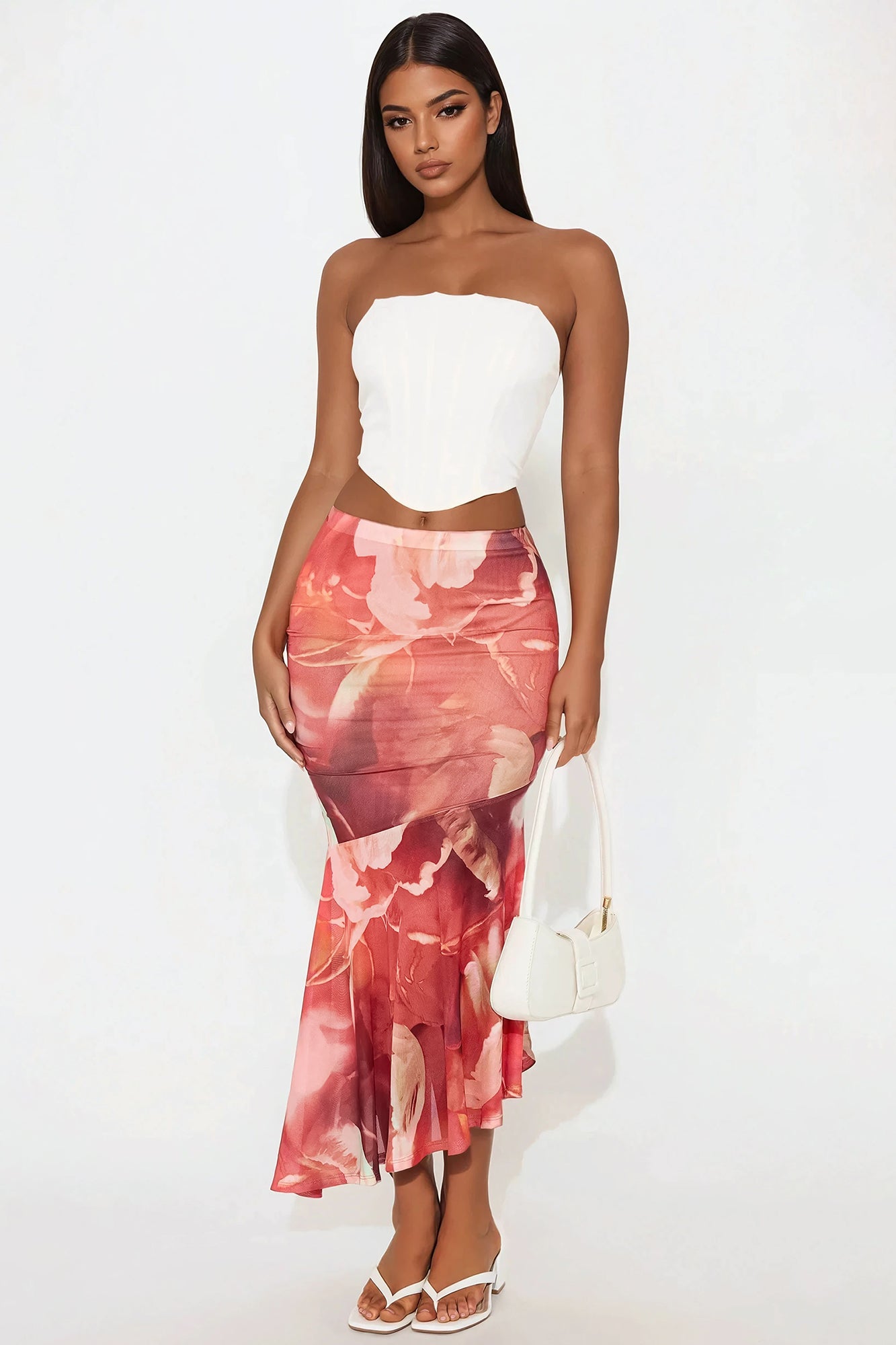 Destiny Asymmetrical Mesh Midi Skirt