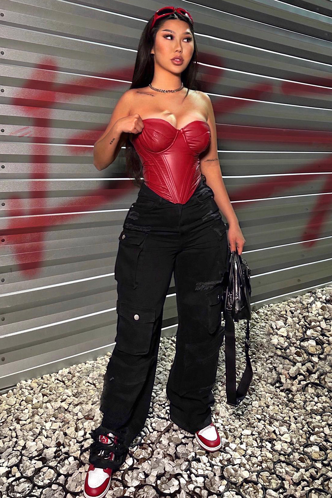Bae For Tonight Faux Leather Corset Top