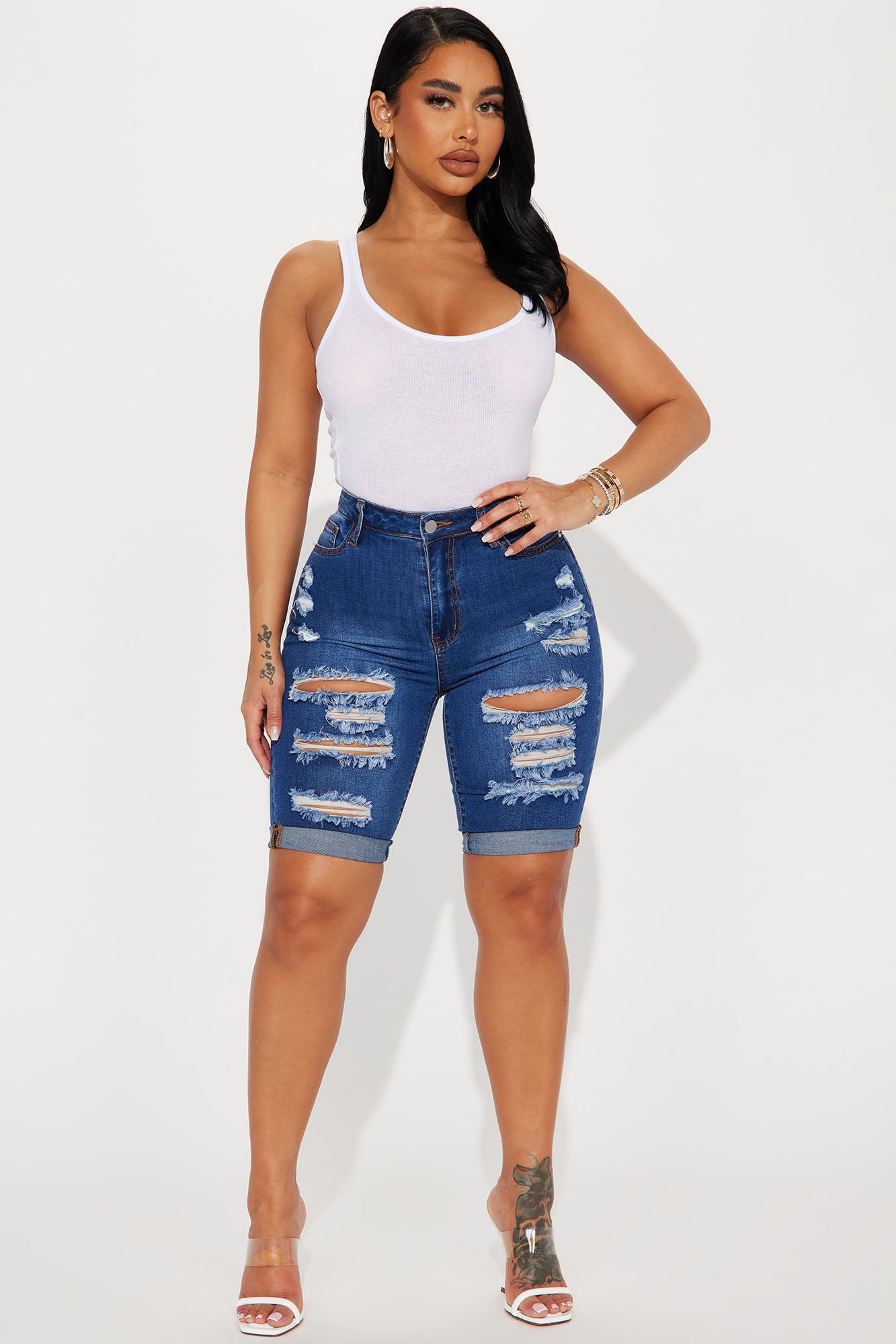 Acting Nice Stretch  Denim Bermuda Shorts