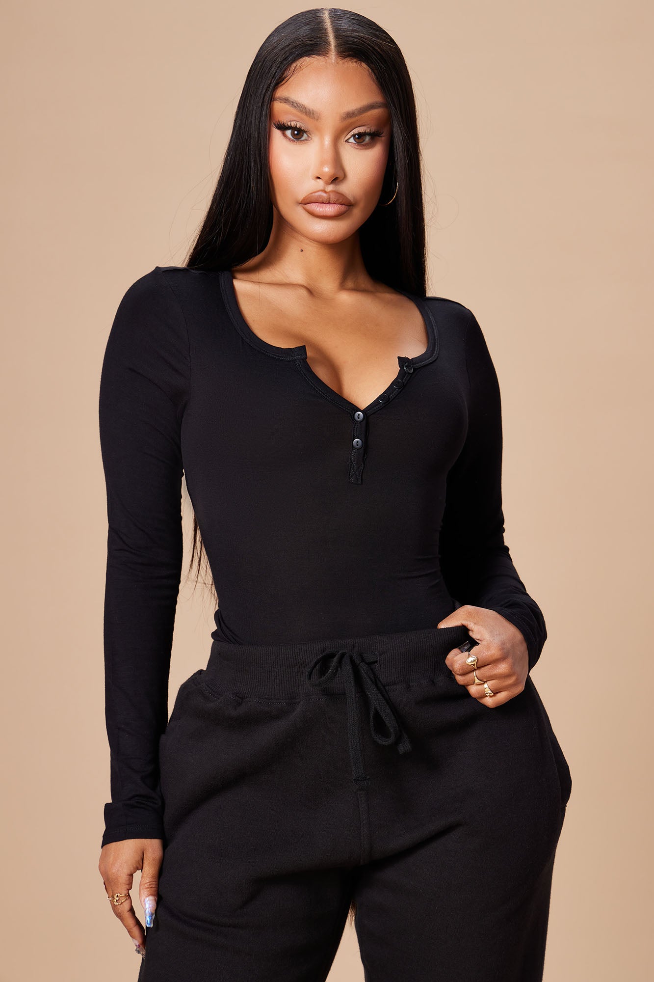 Nelida Long Sleeve Henley Tee