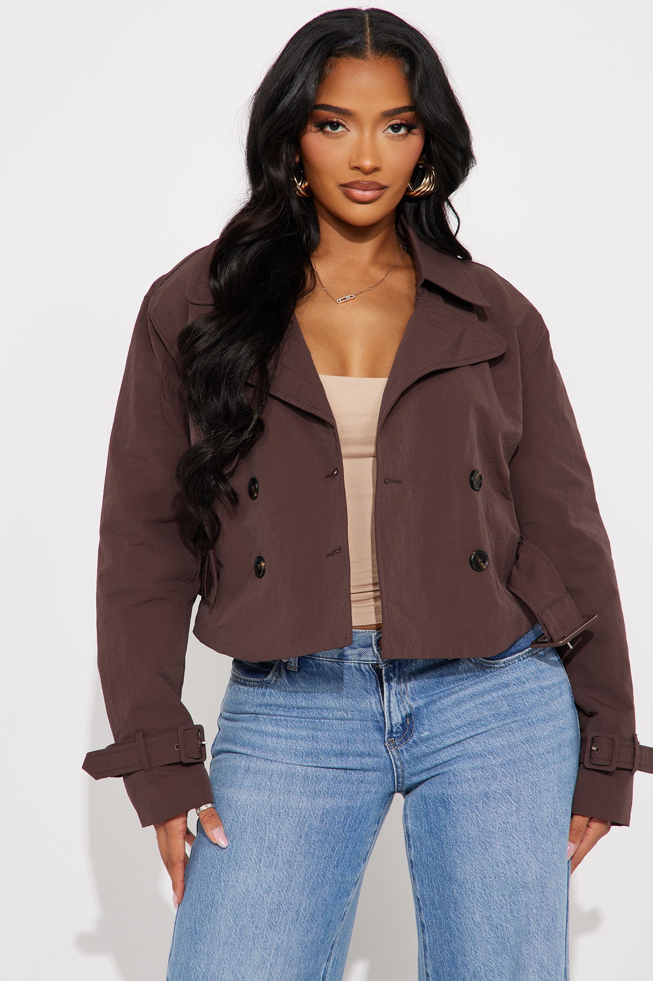Nicole Belted Nylon Cropped Trench