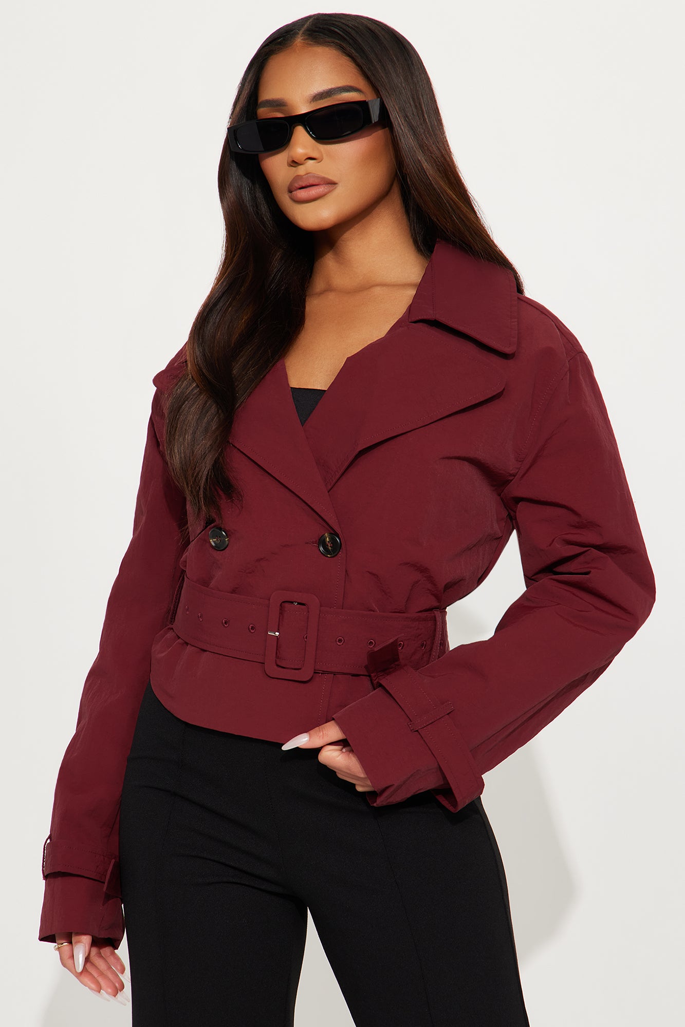 Nicole Belted Nylon Cropped Trench