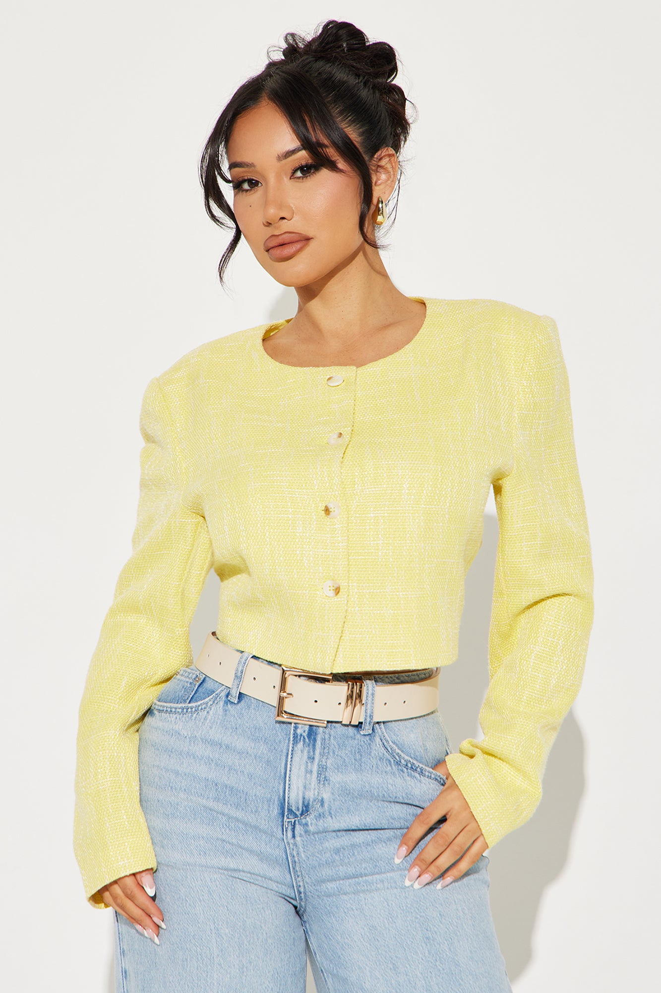 Sweet Damsel Tweed Blazer Top