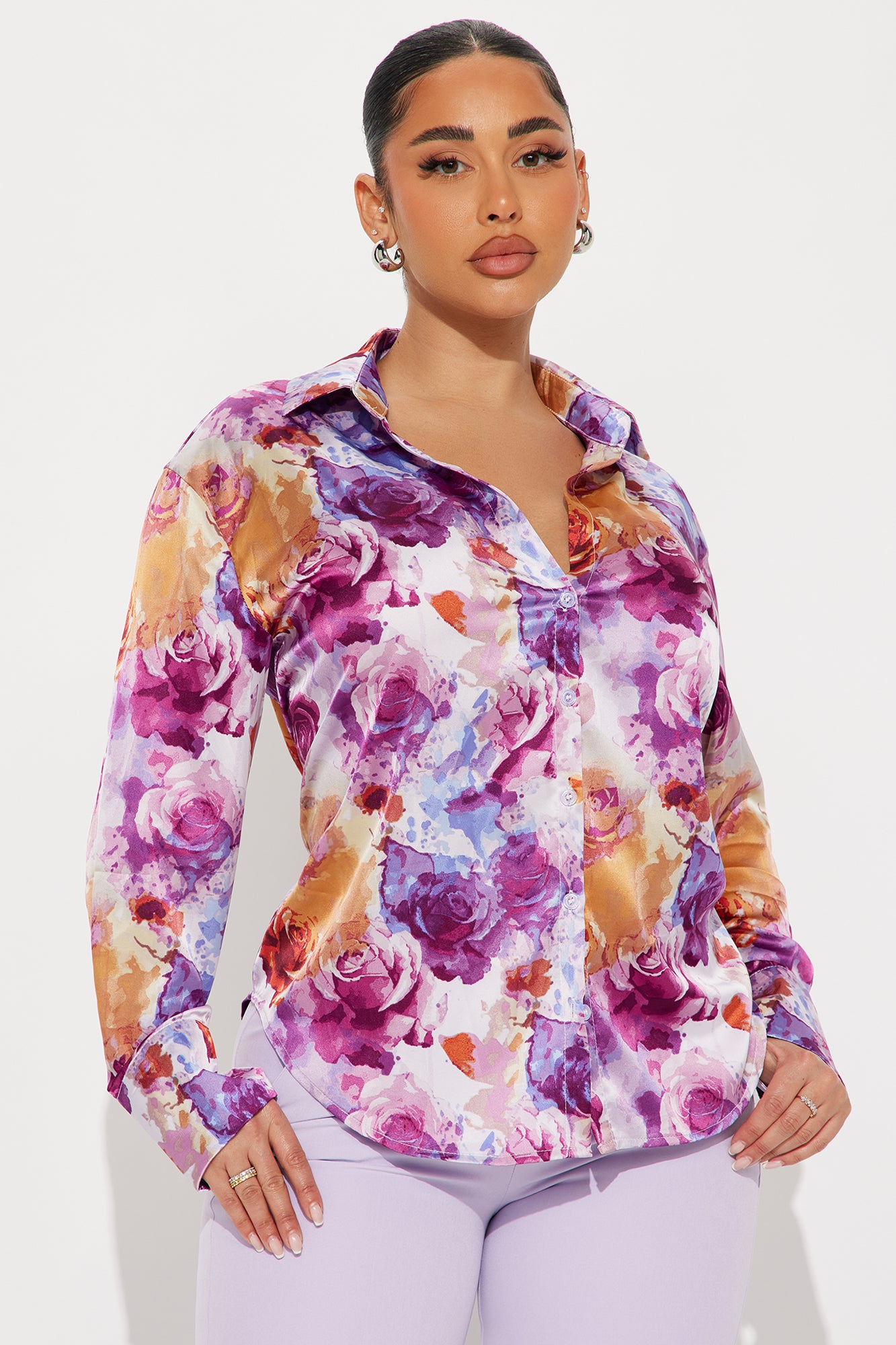 Charming Bouquet Satin Shirt