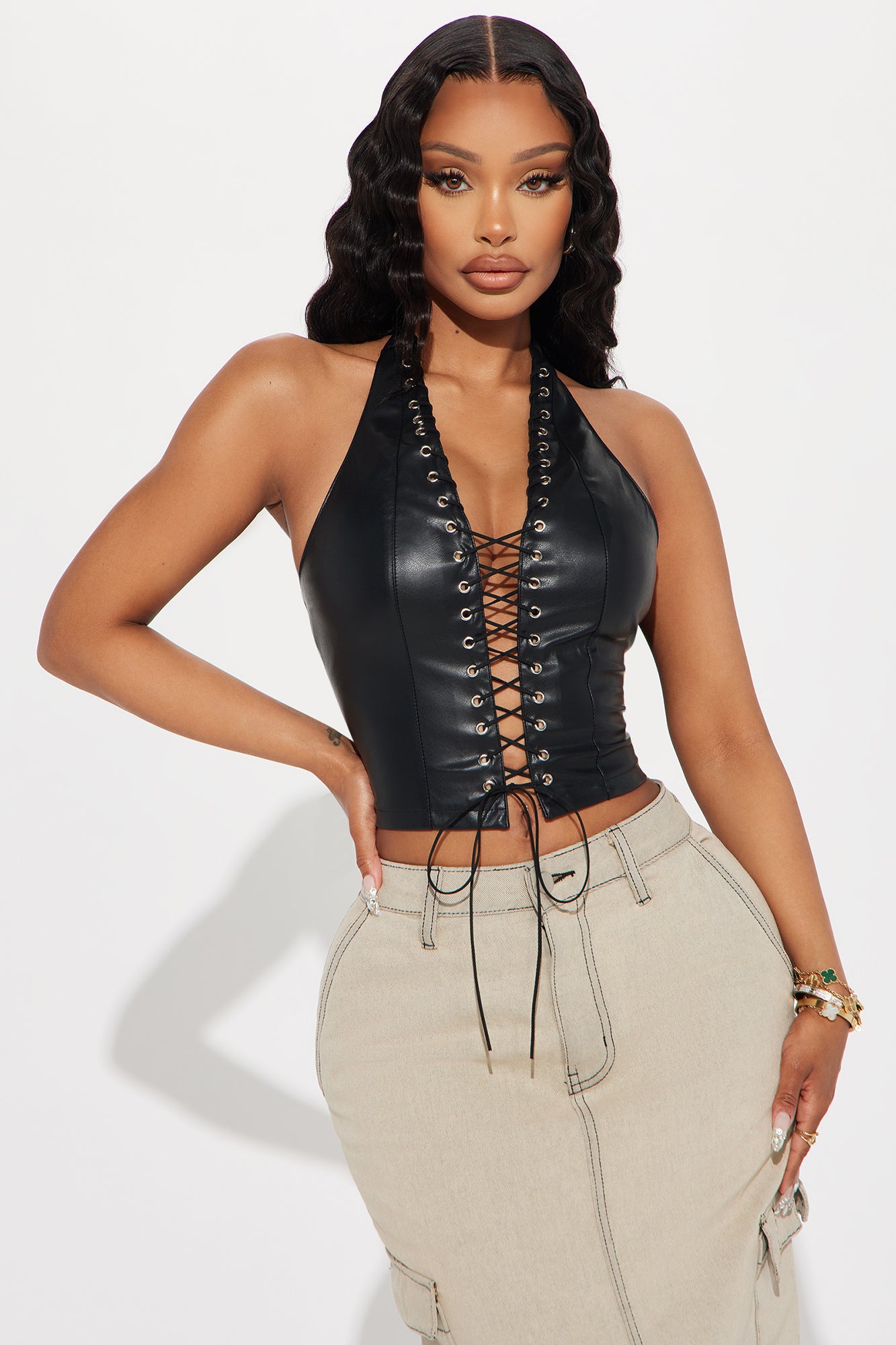 Up To No Good Lace Up Top