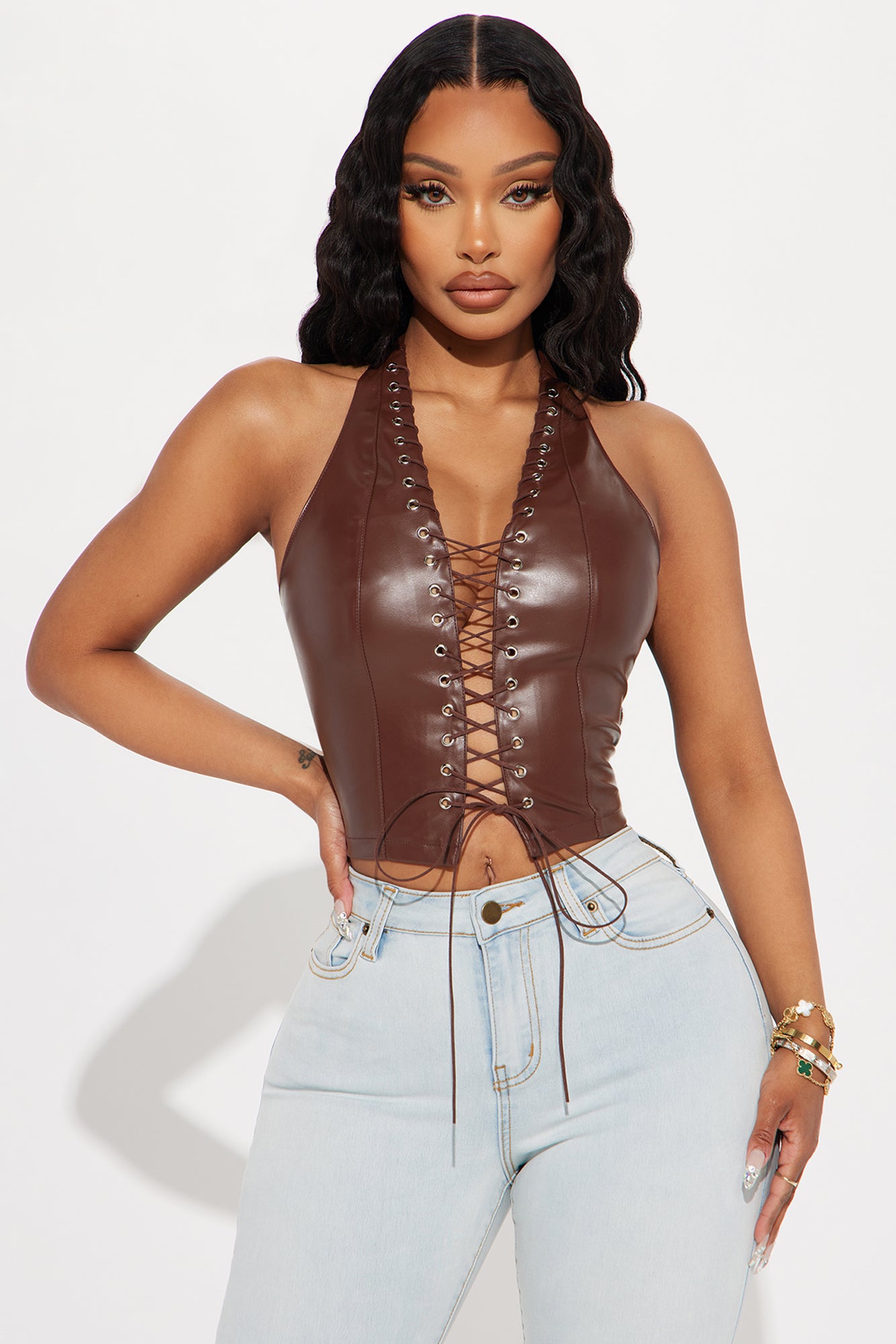 Up To No Good Lace Up Top