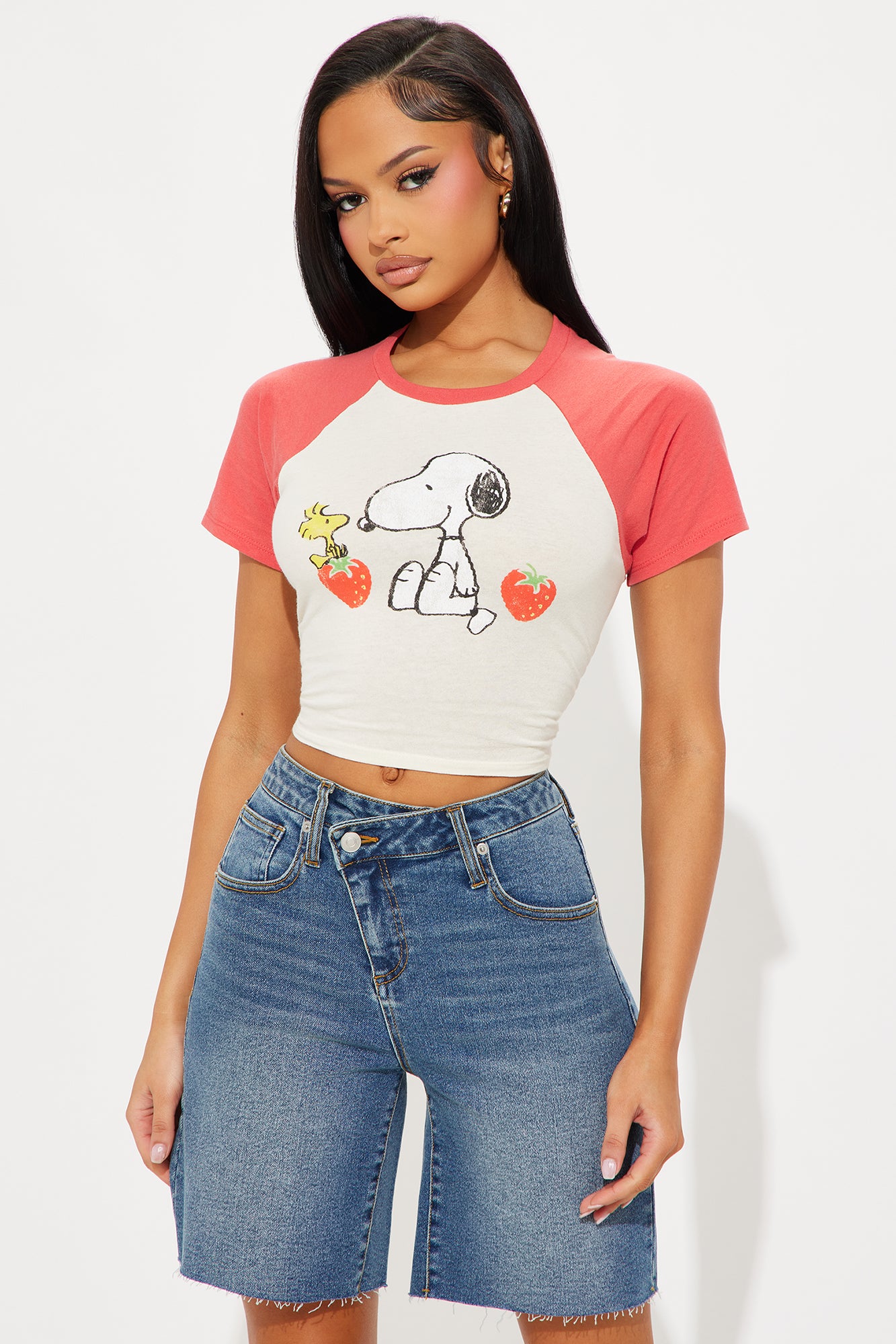Snoopy Strawberry Raglan Baby Tee