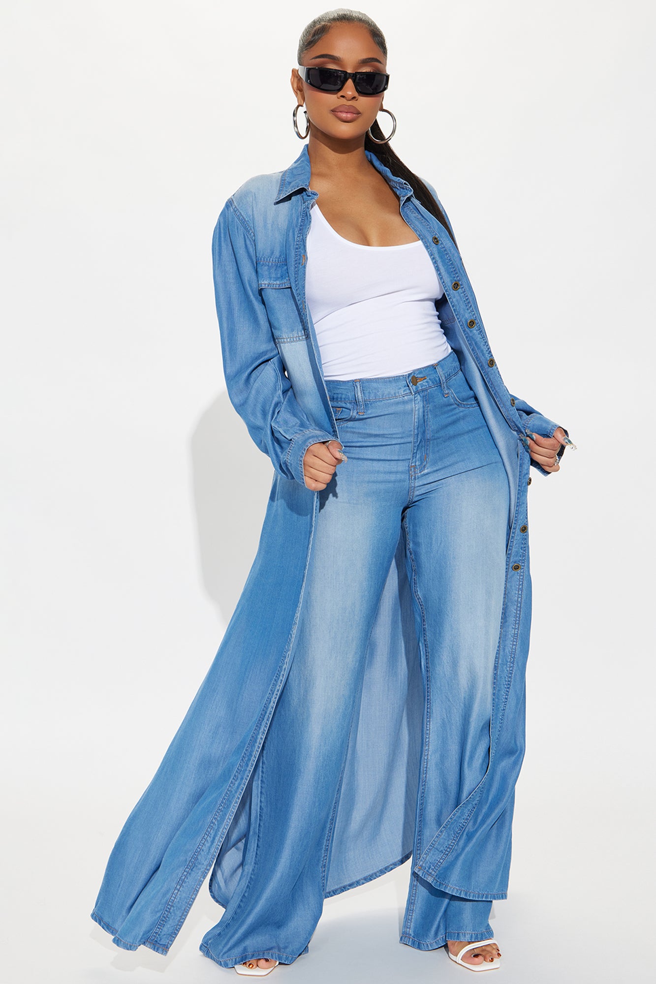 Urban Blues Washed Wide Leg Pant Set