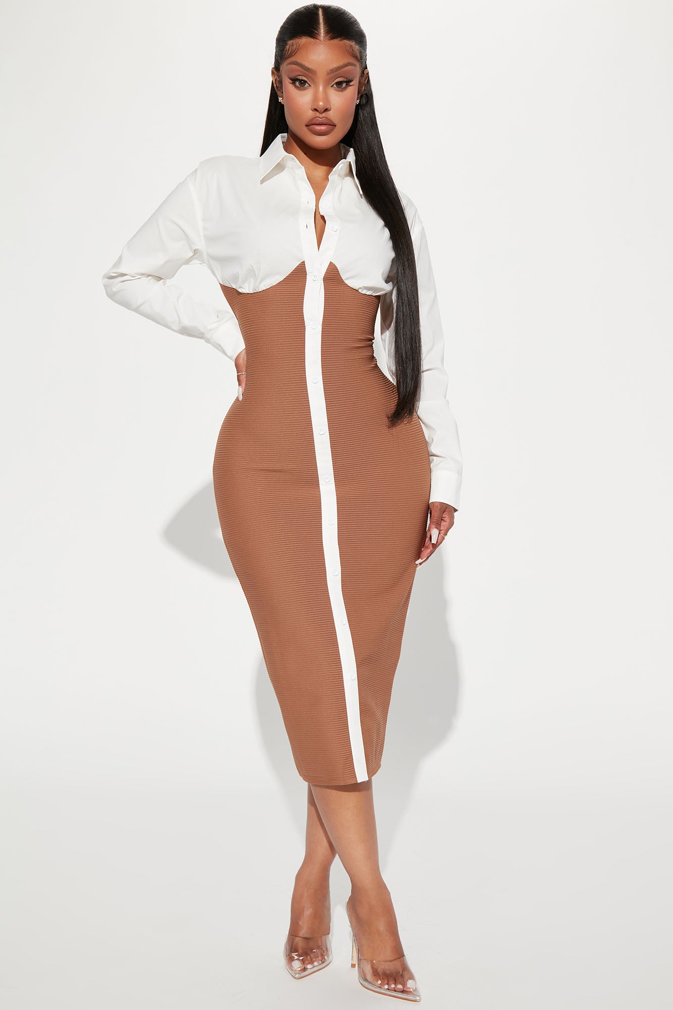Let's Get Serious Midi Shirt Dress