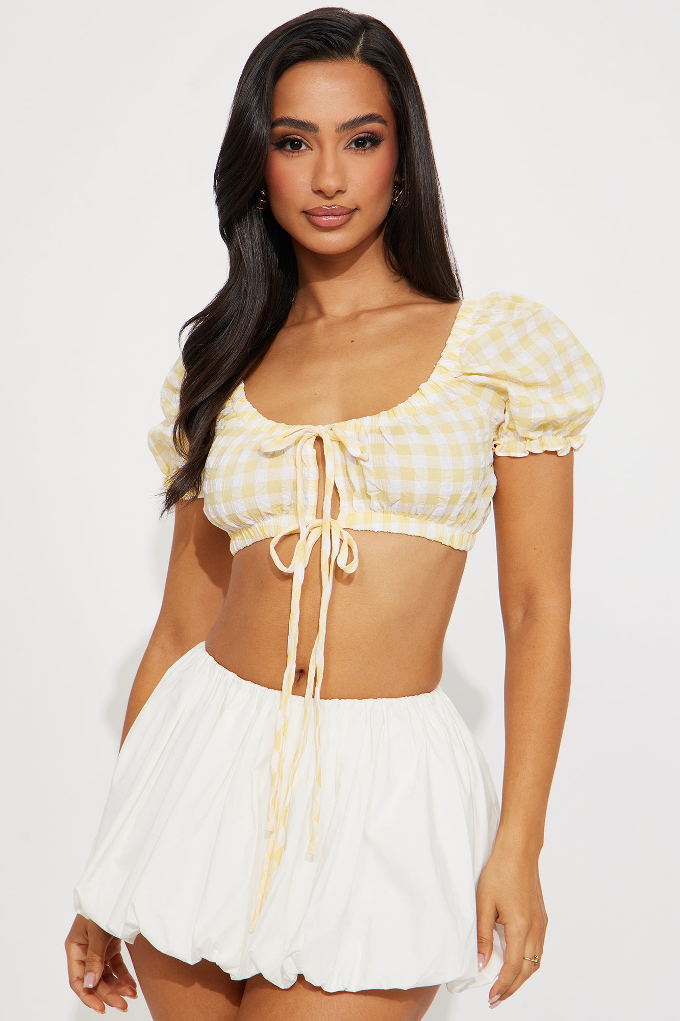 Garden Girly Gingham Cropped Top