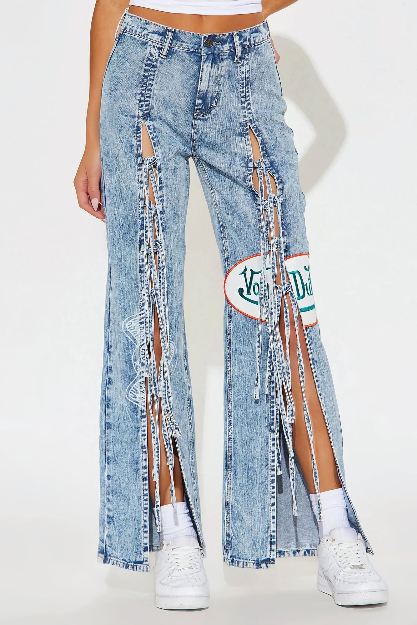 Von Dutch Tie Front Wide Leg Jeans