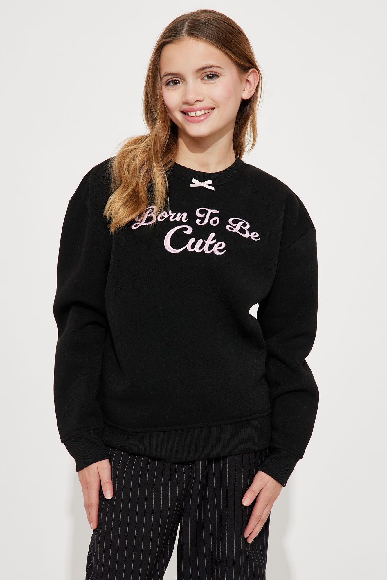 Mini Born To Be Cute Crew Neck Sweatshirt