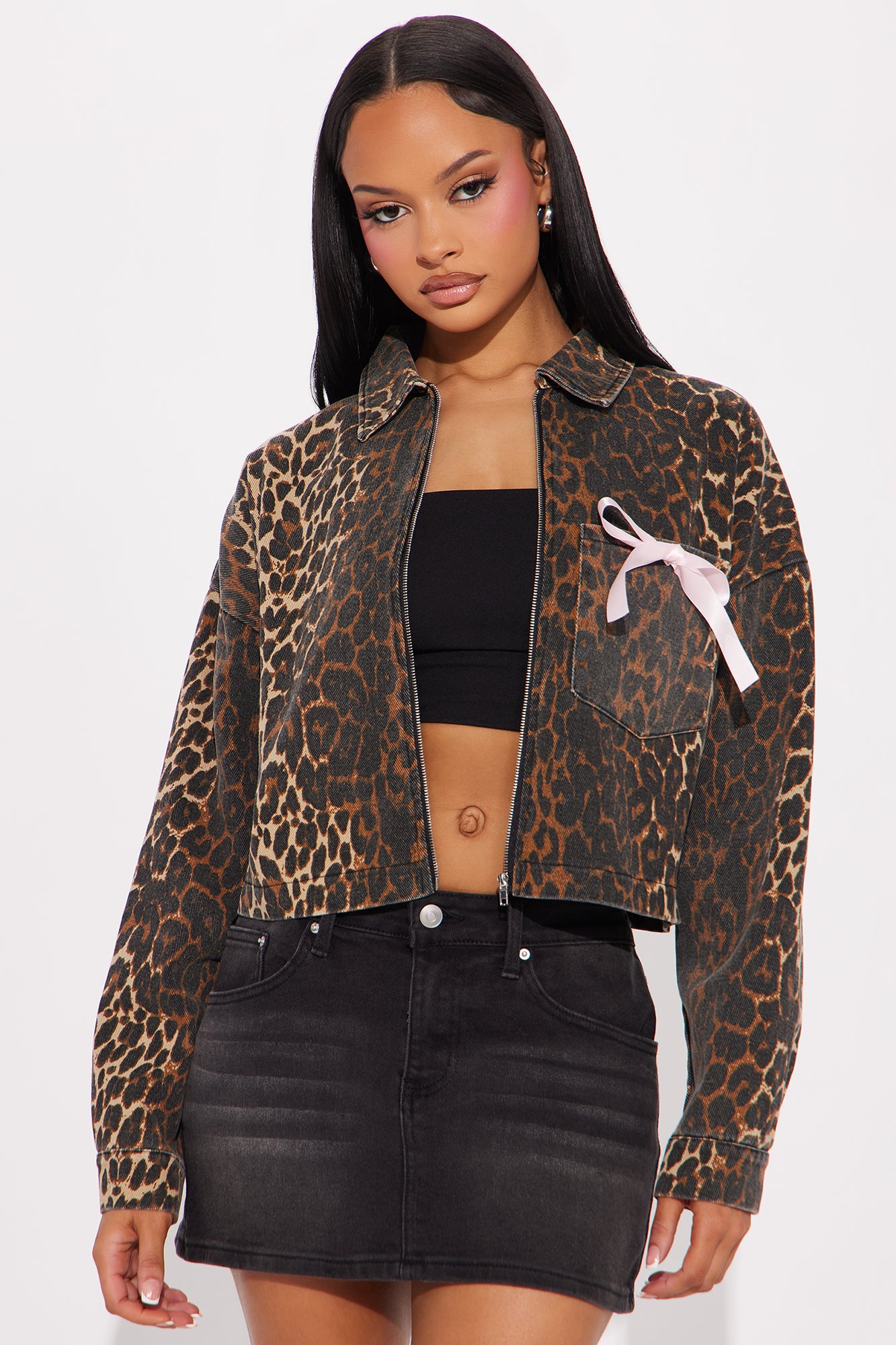 Alana Cheetah Denim Jacket