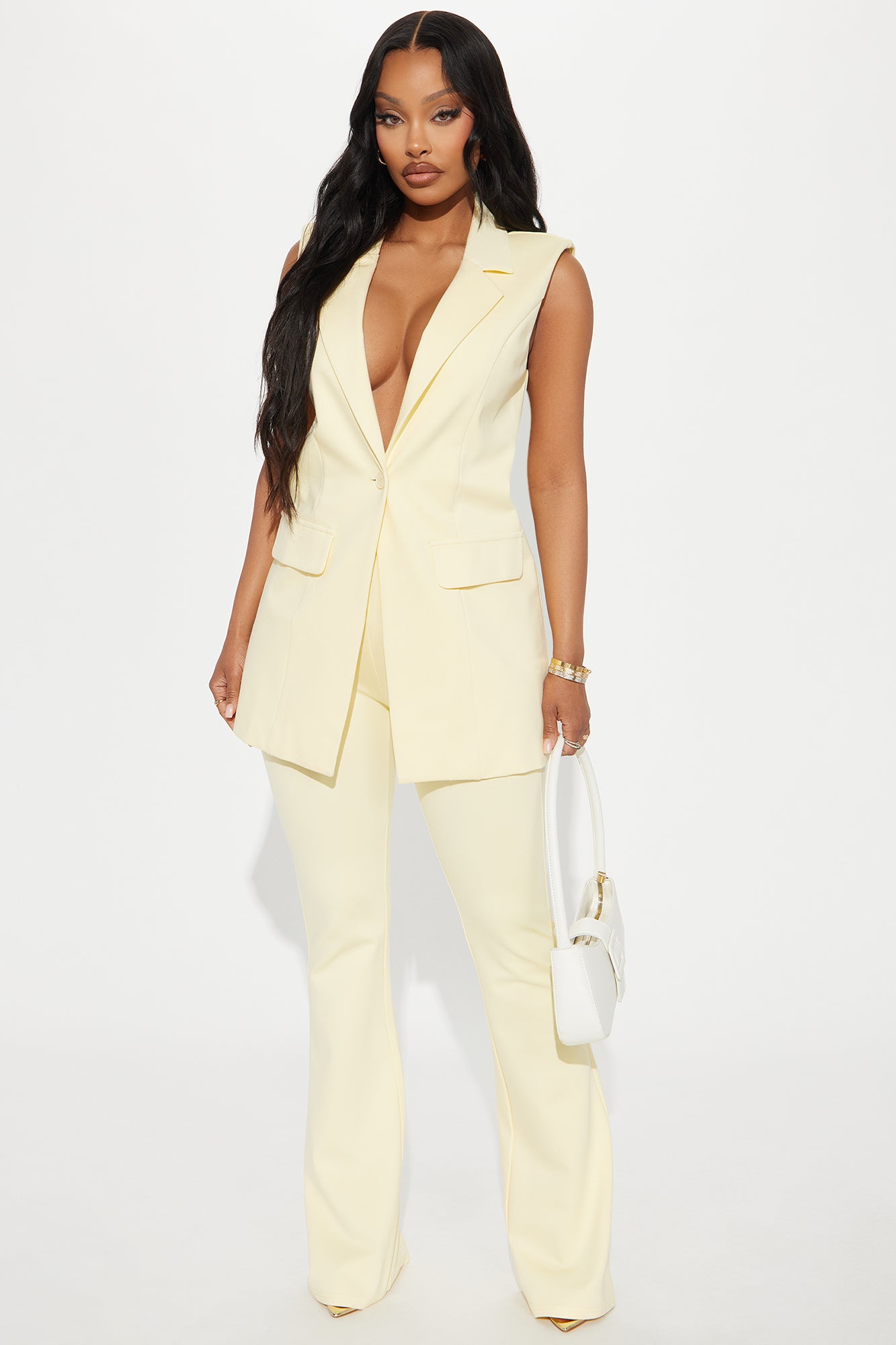 The Mia Double Lined Ponte Long Vest Pant Set