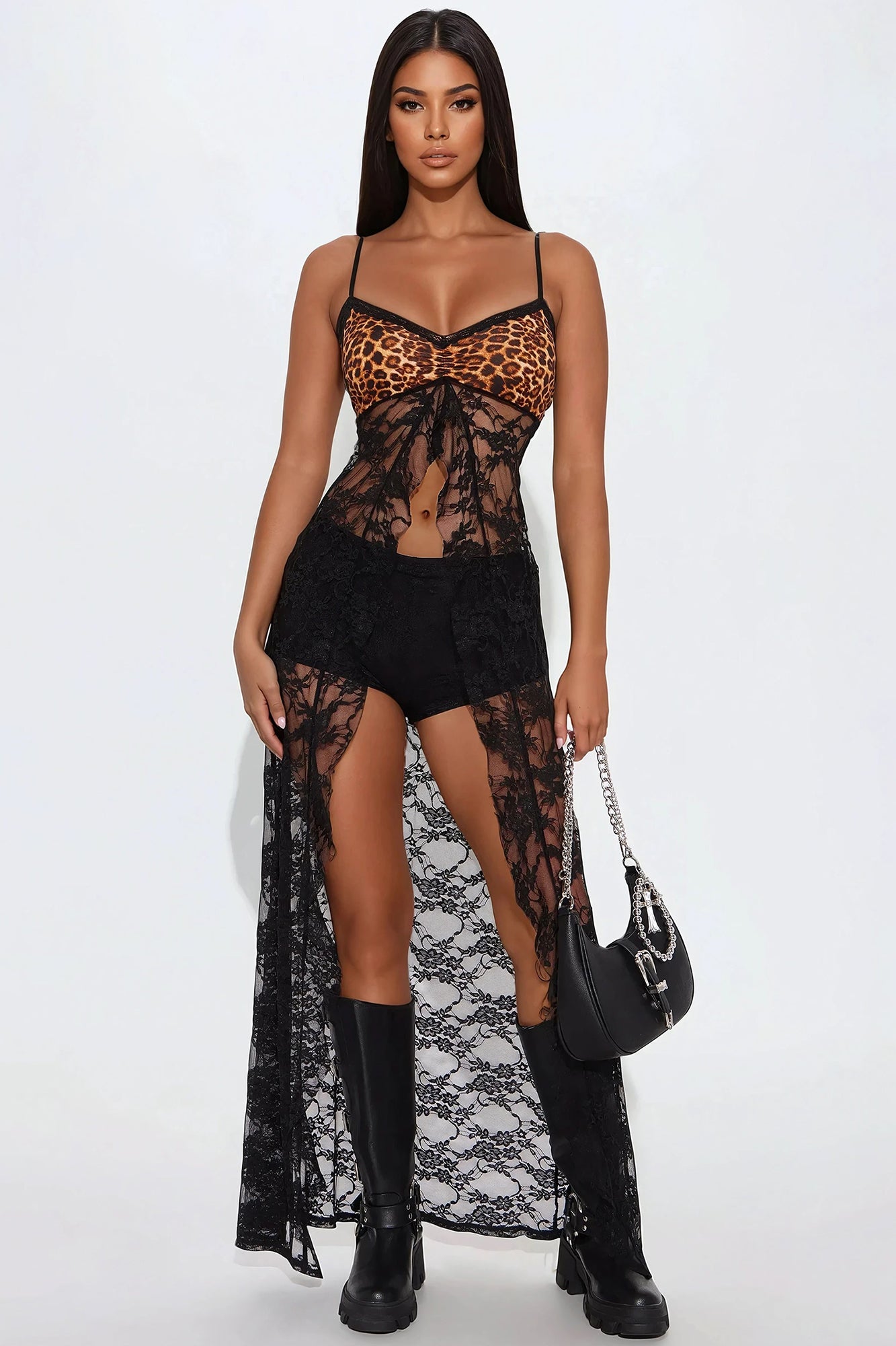 Wild Moves Leopard Lace Short Set