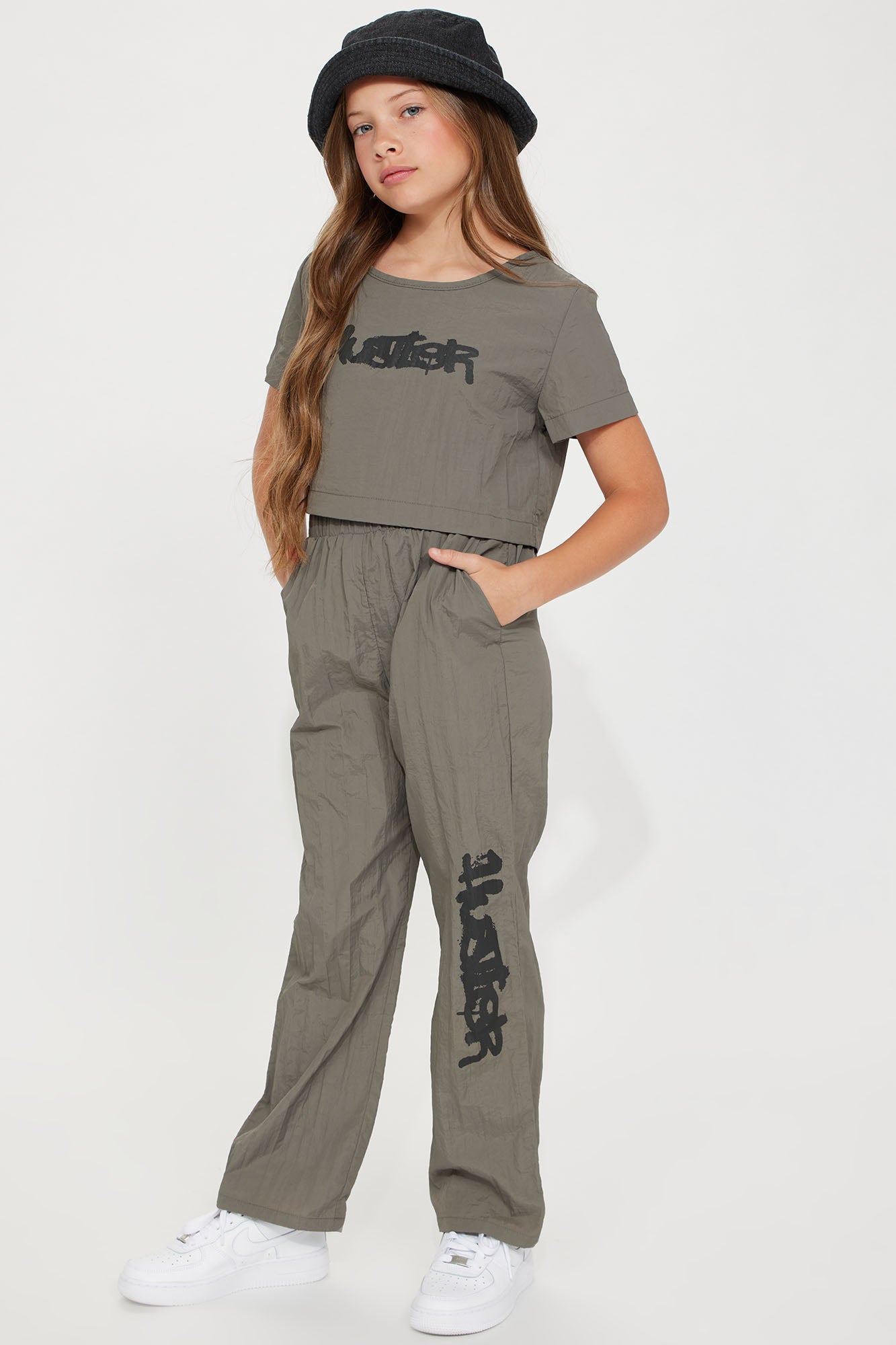 Mini Time To Hustle Windbreaker Pant Set