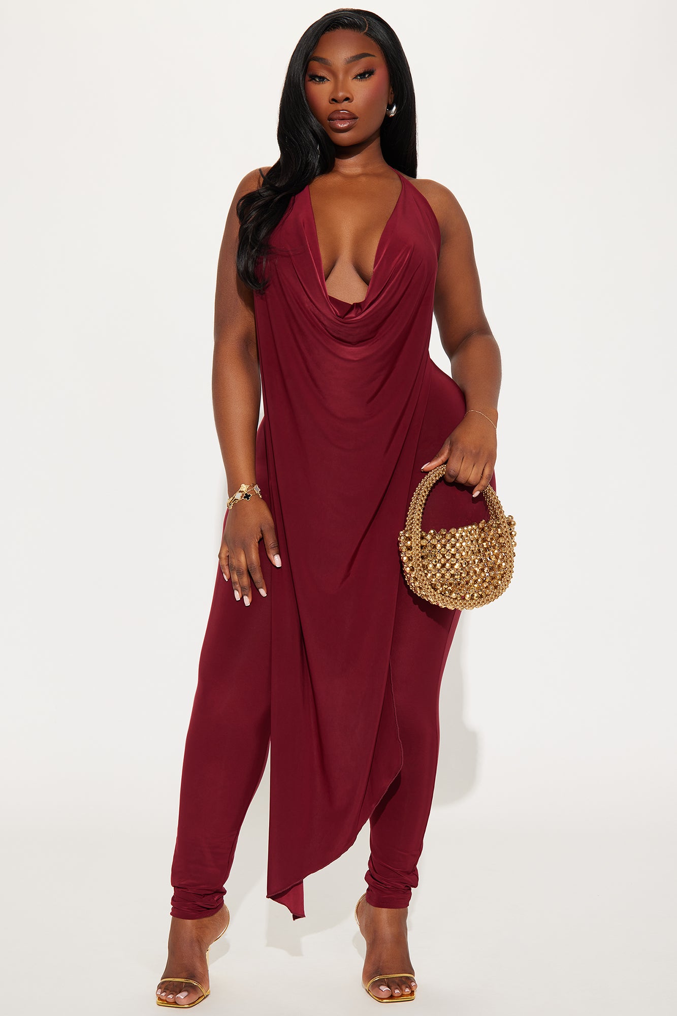 Divine Cowl Halter Top And Pant Set