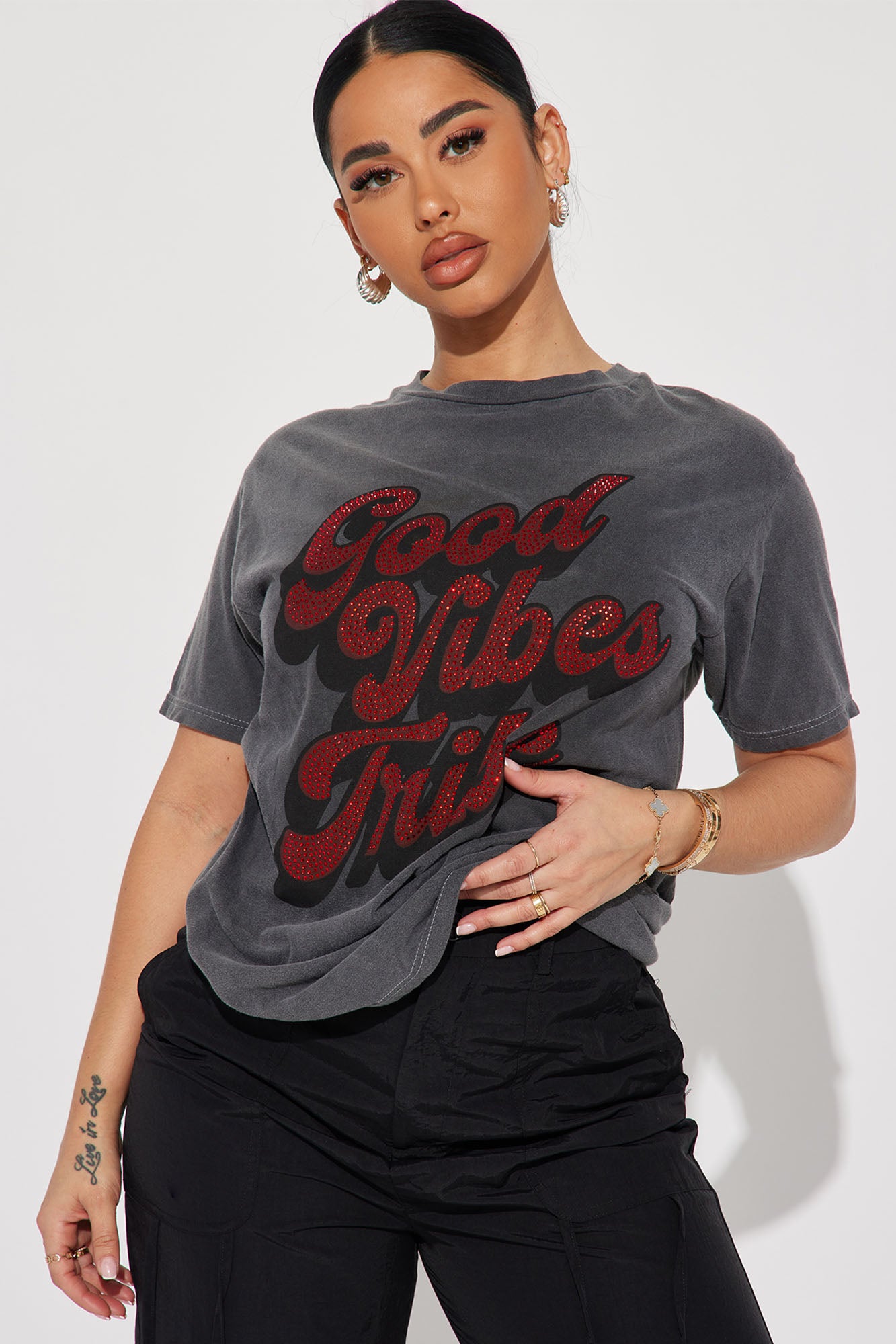 Good Vibes Tribe Rhinestone Tshirt