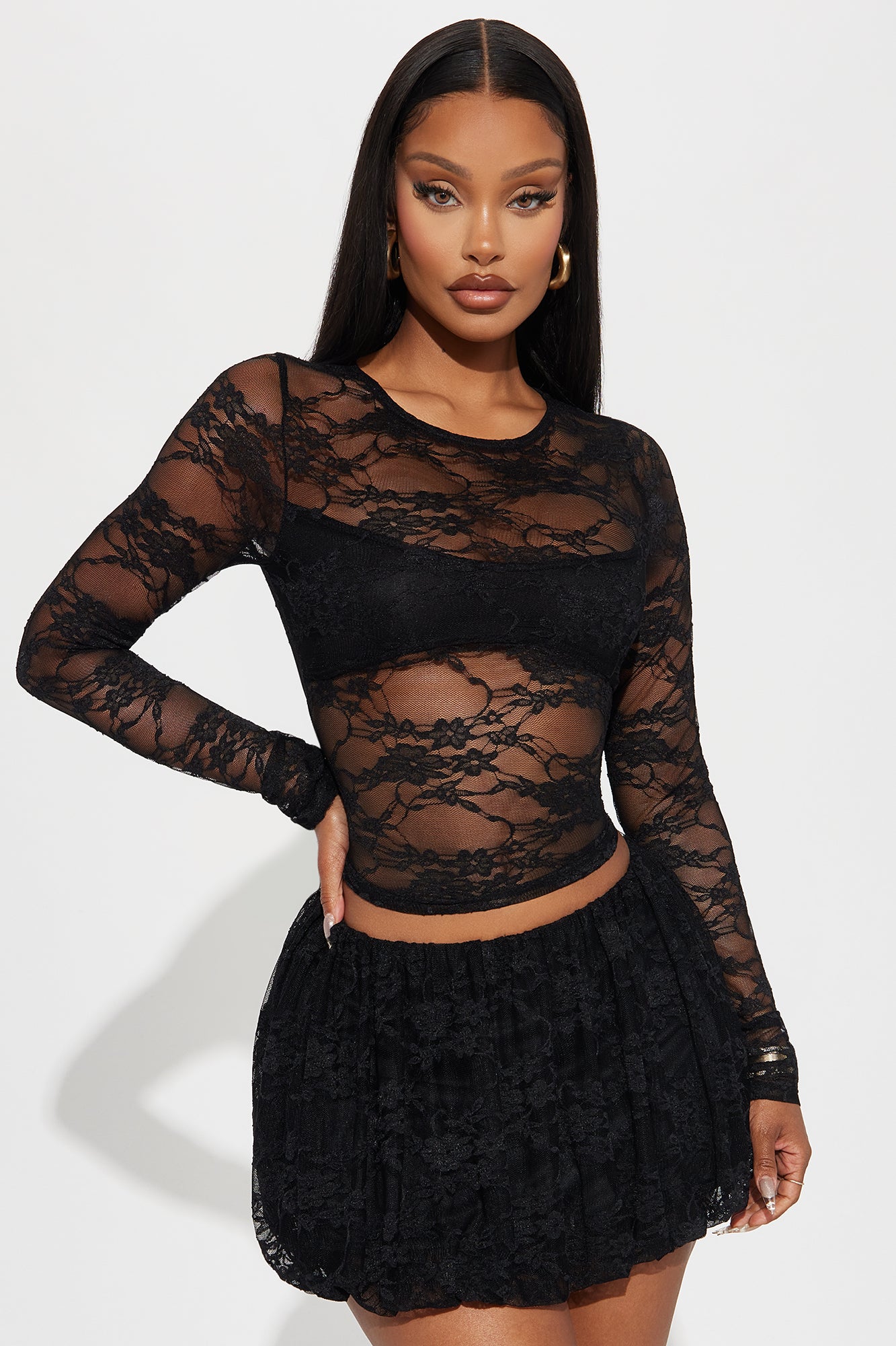 Lyla Lace Bubble Hem Skirt Set