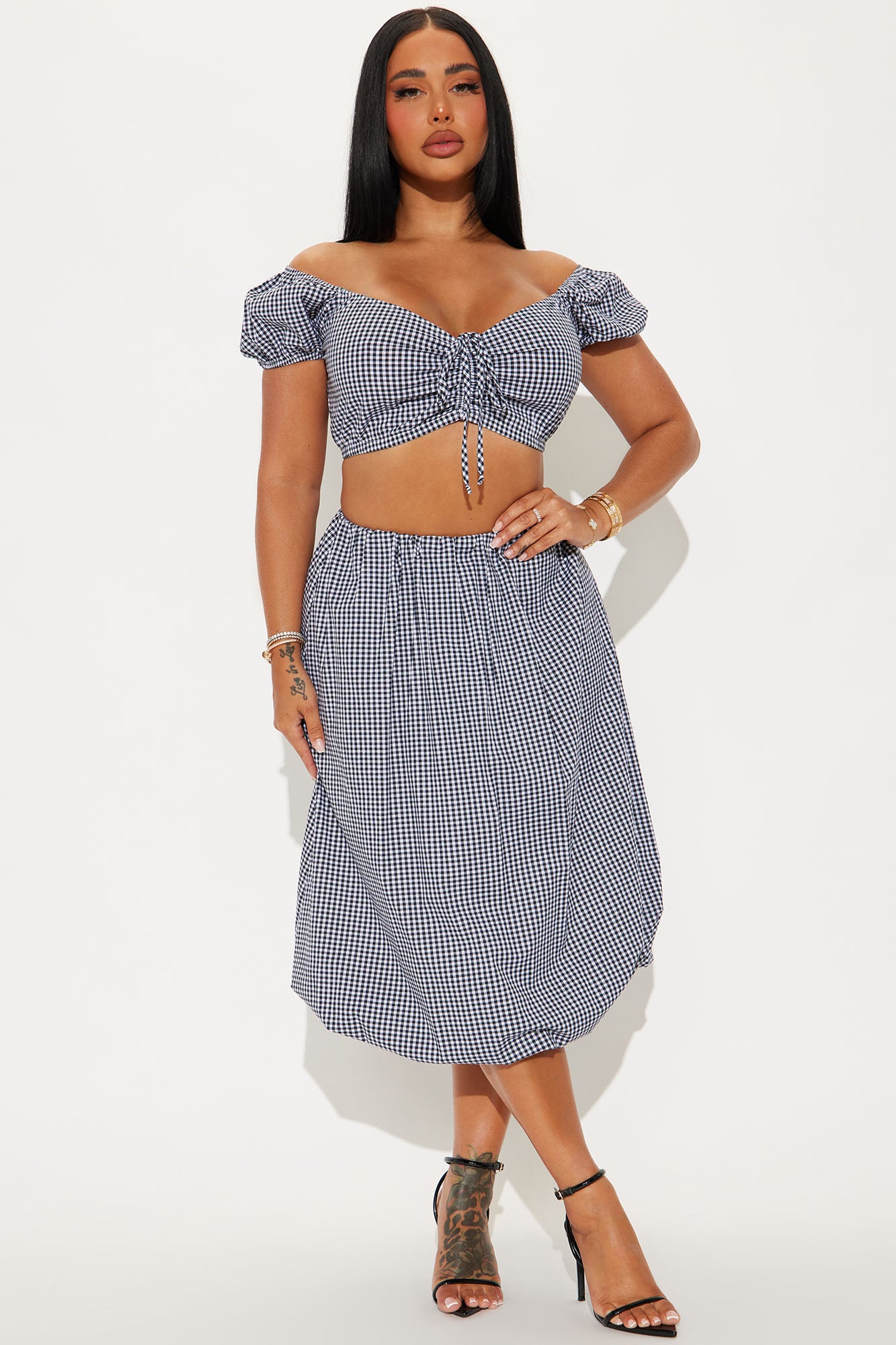 Afternoon Picnic Gingham Bubble Skirt Set