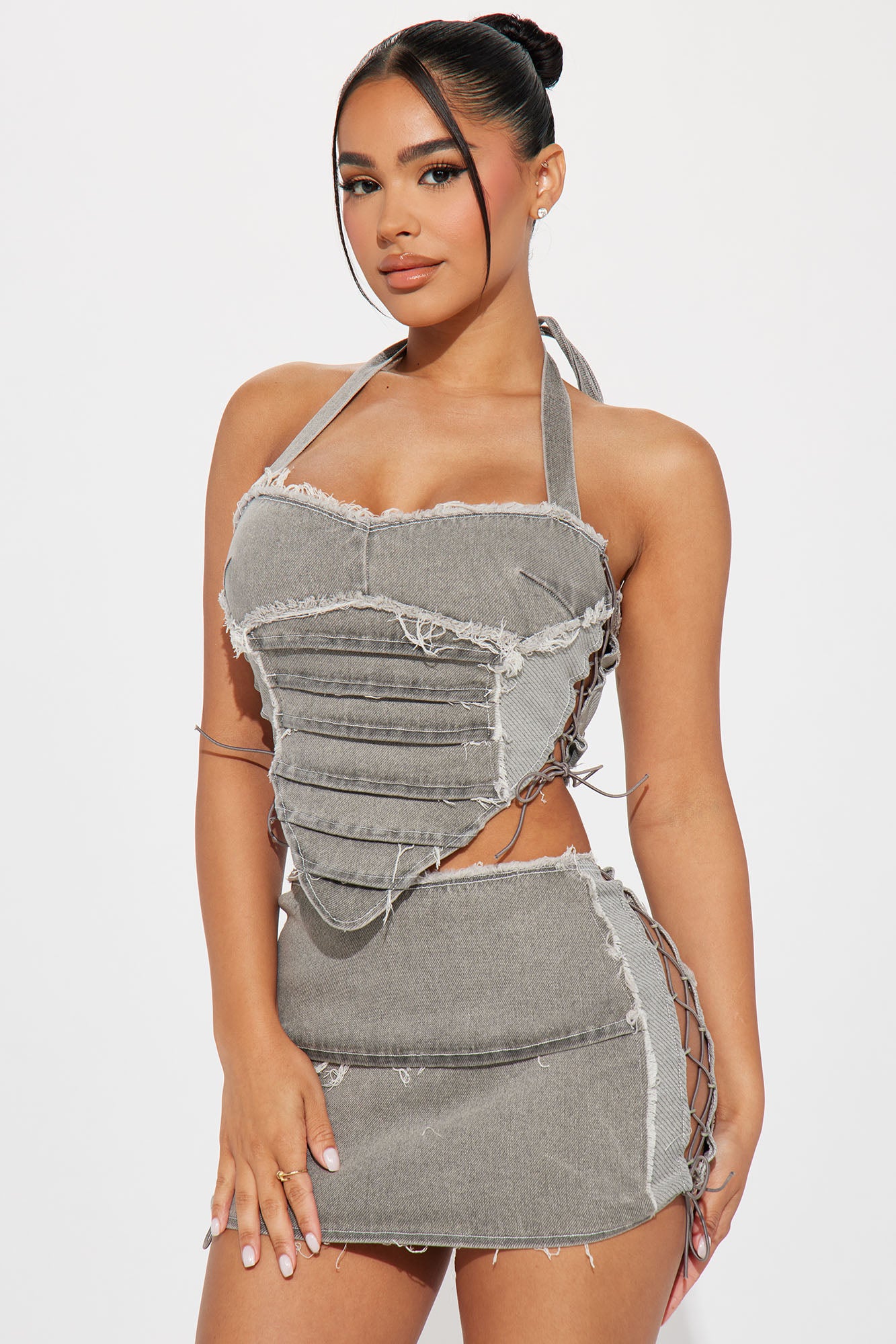A Bit Flirty Denim Skirt Set