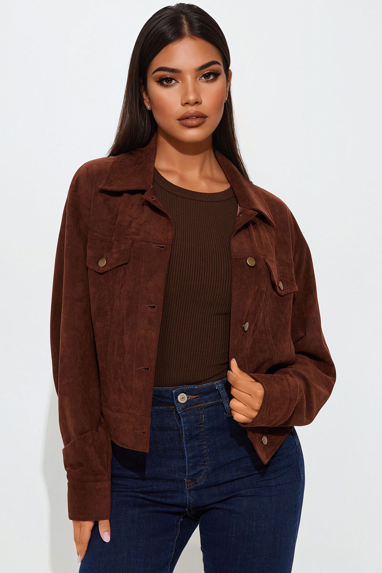 Raven Faux Suede Cropped Jacket