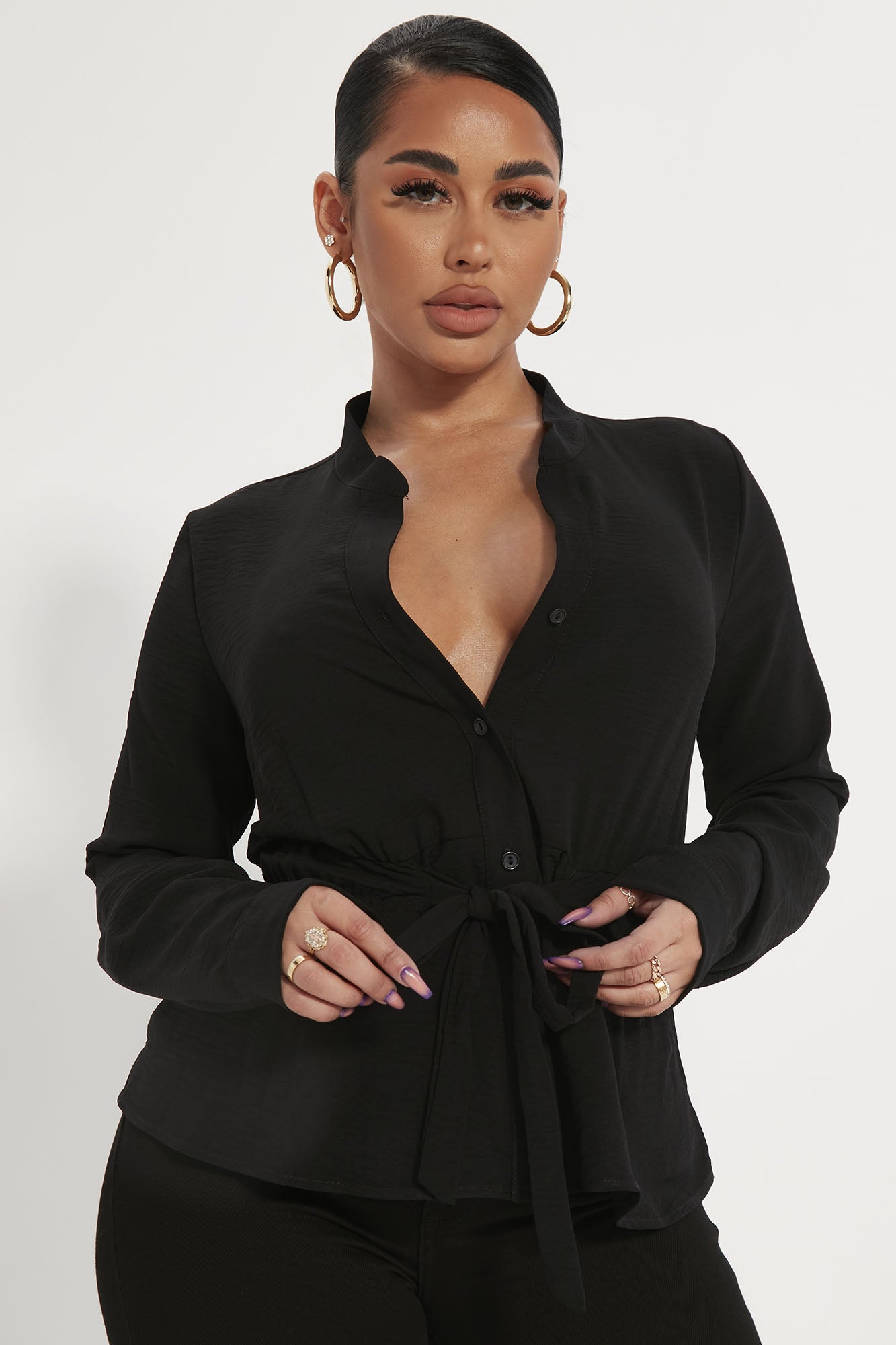Waist No Time Long Sleeve Blouse
