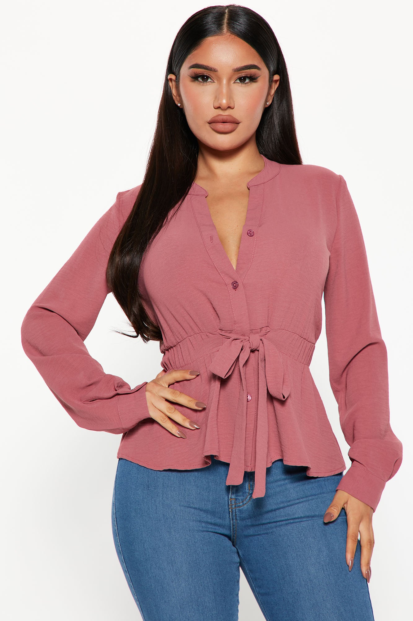Waist No Time Long Sleeve Blouse