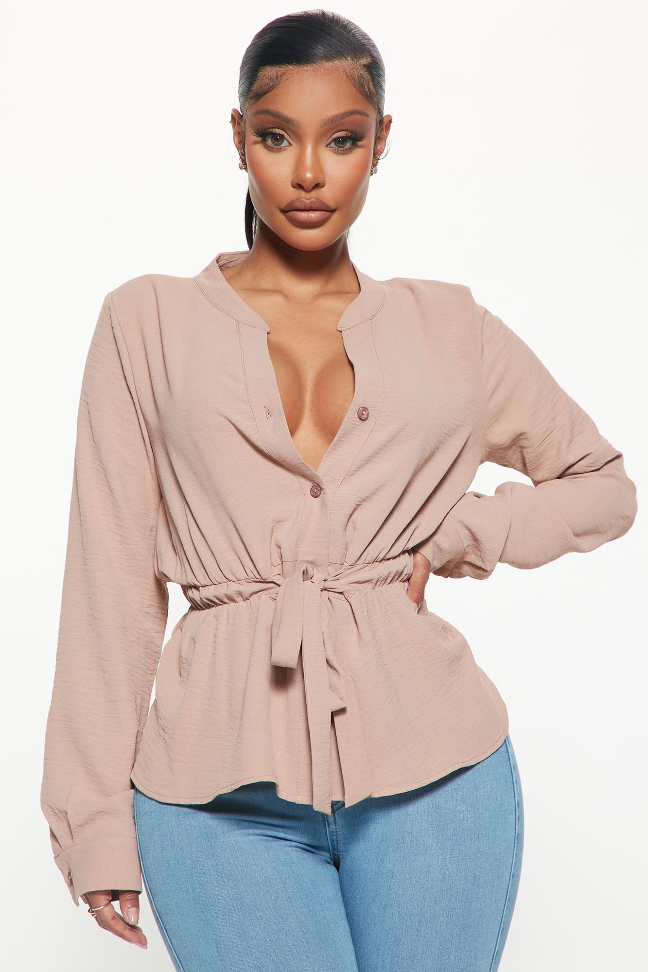 Waist No Time Long Sleeve Blouse