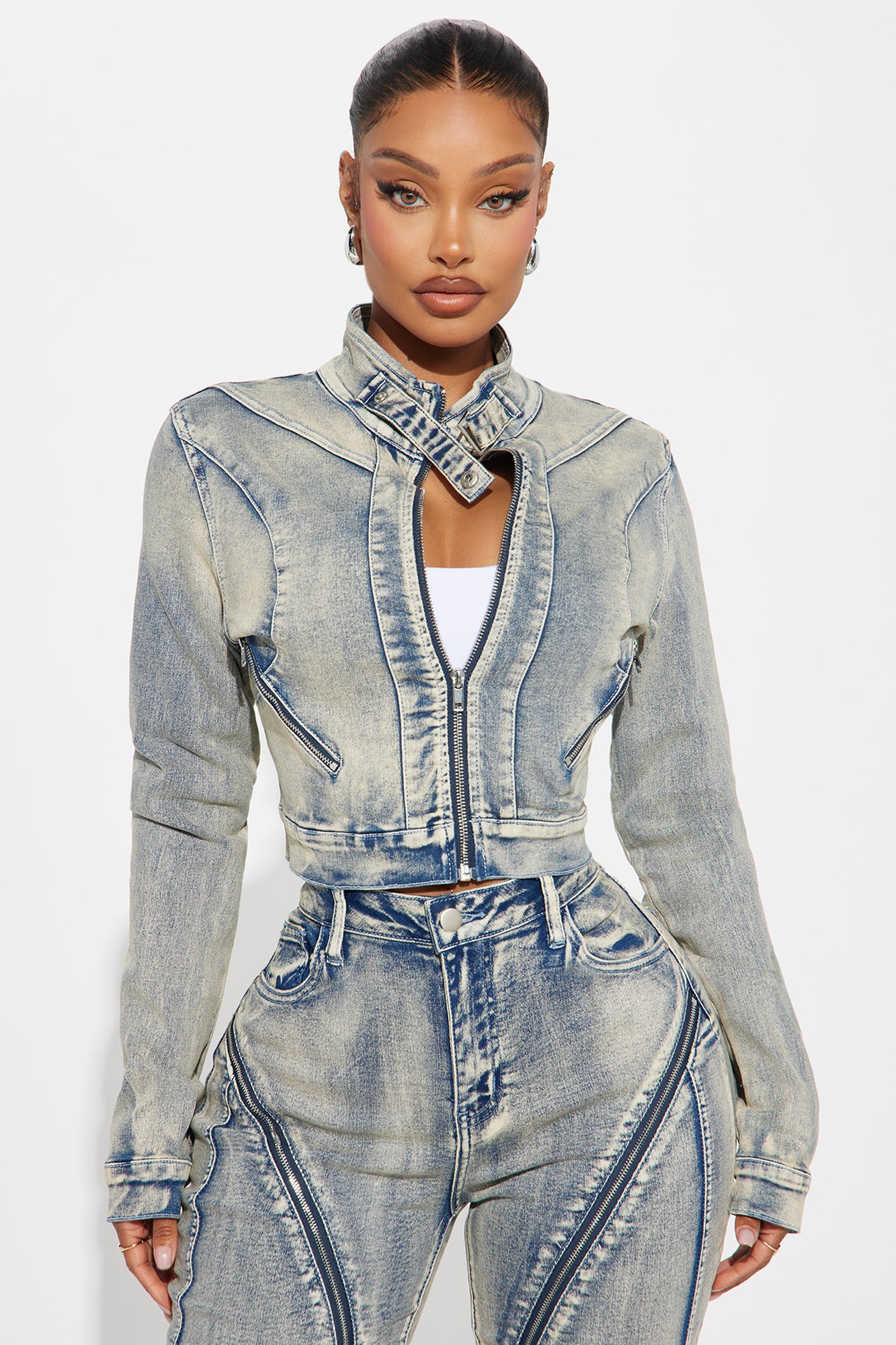 Locking In Stretch Moto Denim Jacket
