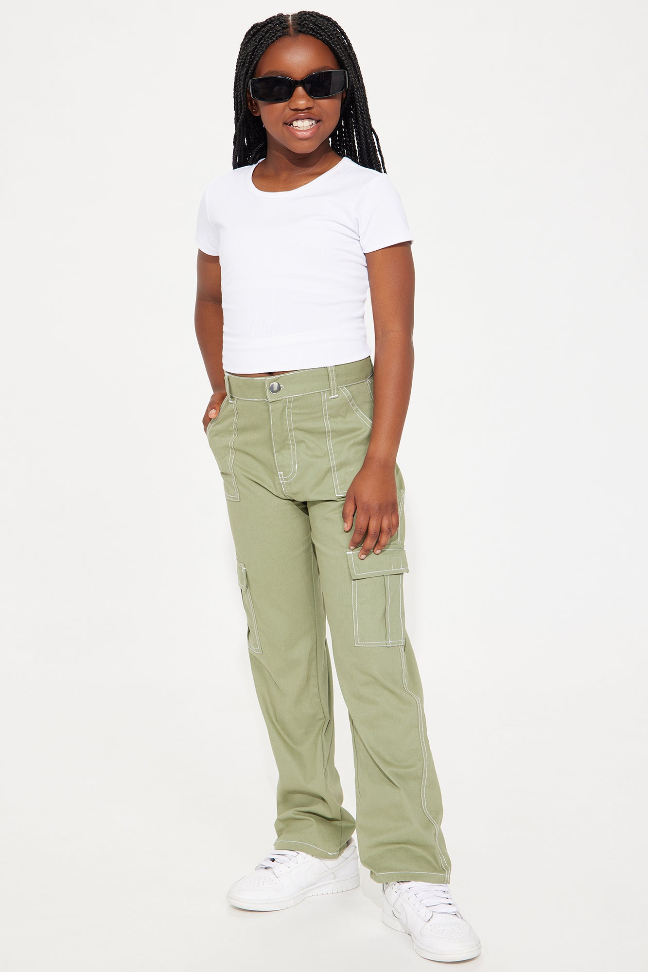 Mini Contrast Cargo Twill Pant