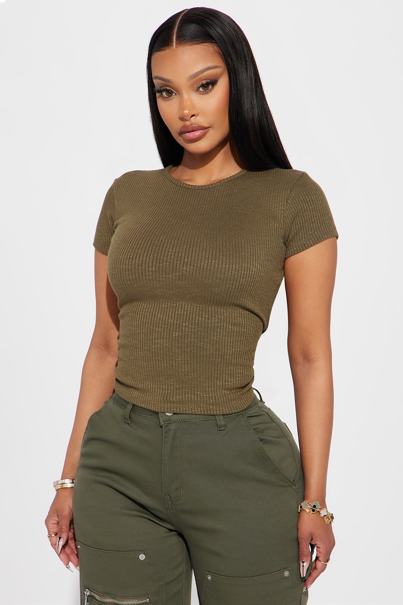 Rachel Ribbed Short Sleeve Tee