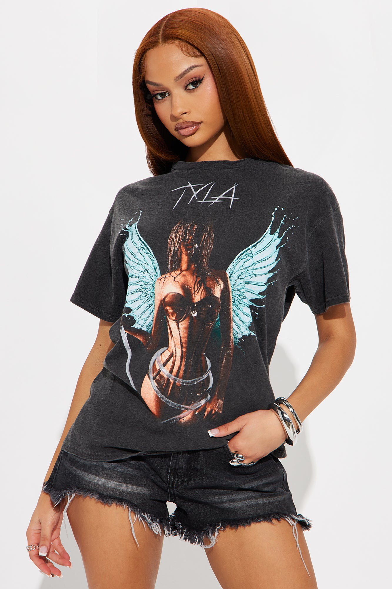 Tyla Wings Washed Oversized Tee