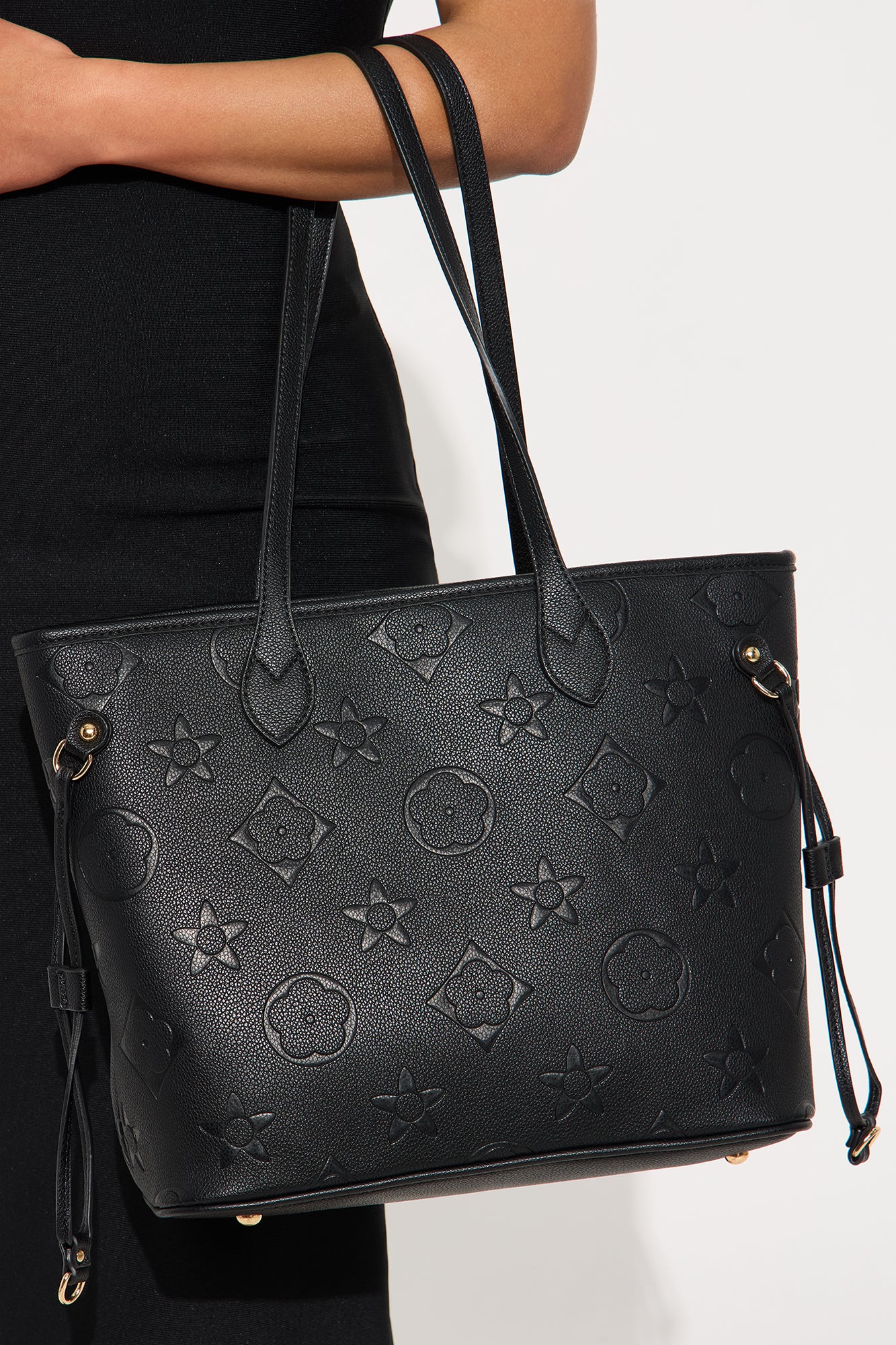 OG 3 Piece Faux Leather Embossed Tote Bag Set