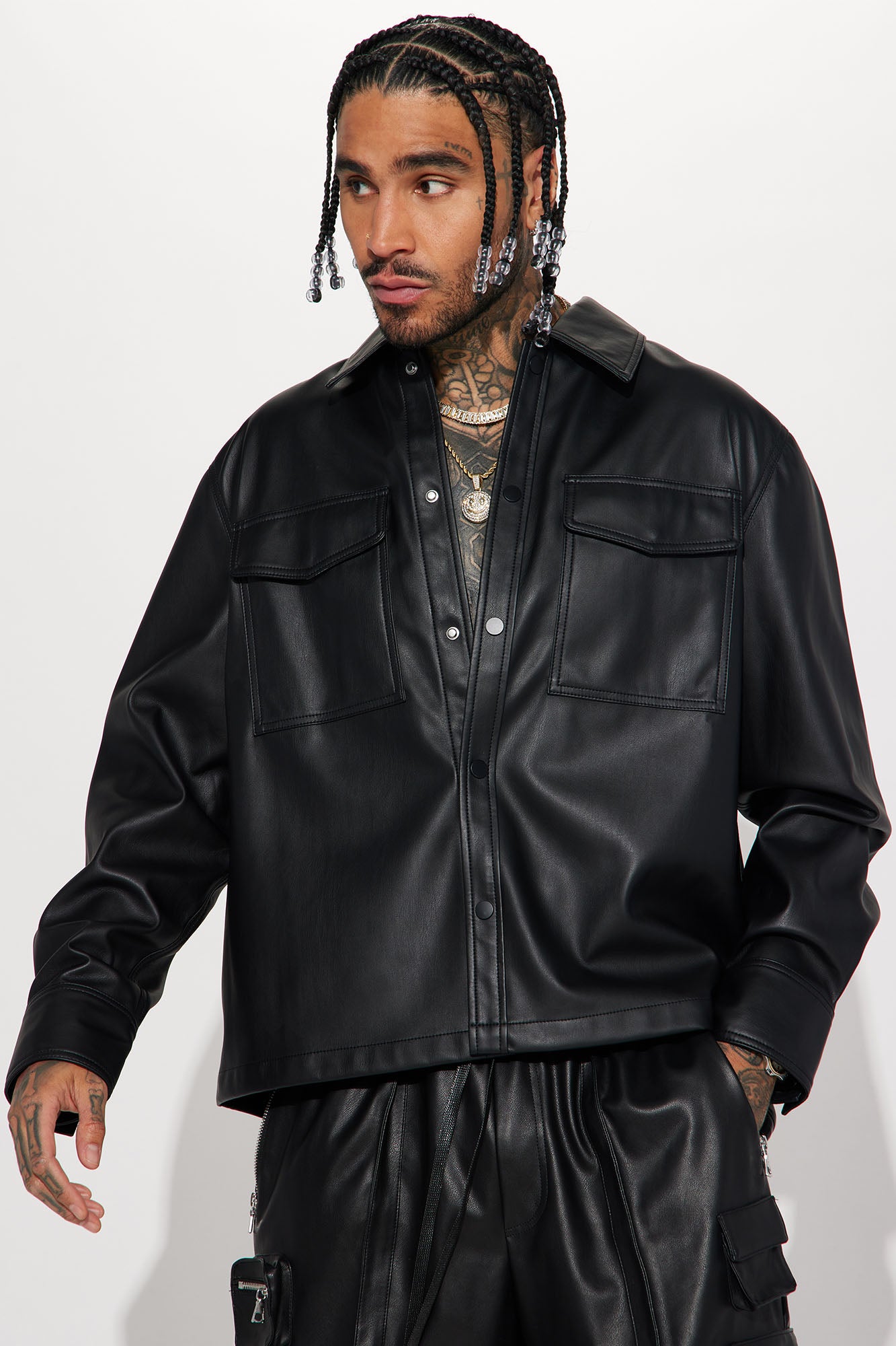 Night Out Faux Leather Shacket