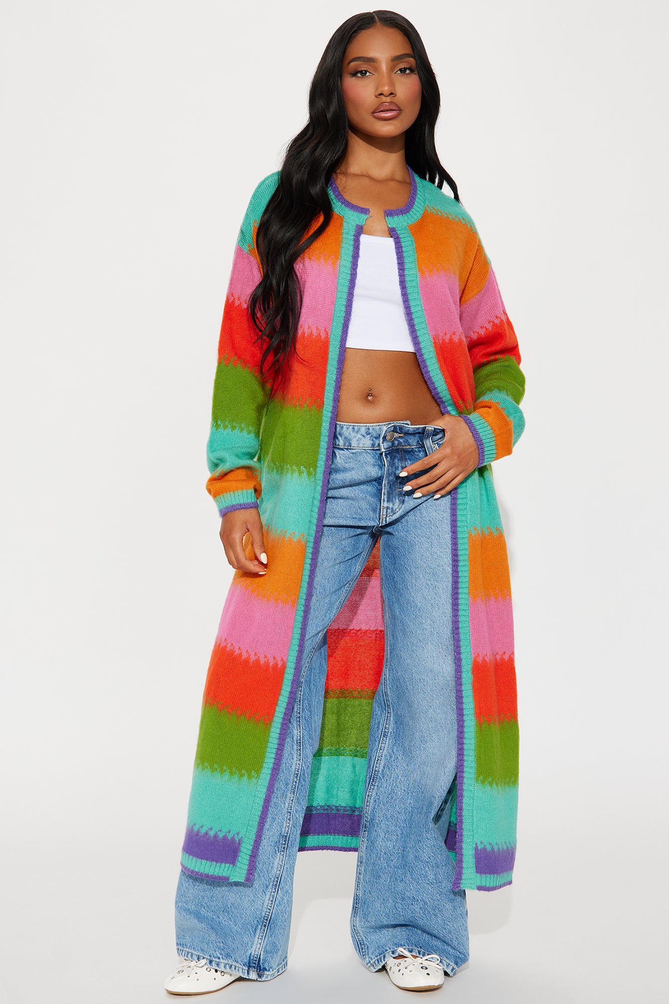 Poppy Striped Long Cardigan
