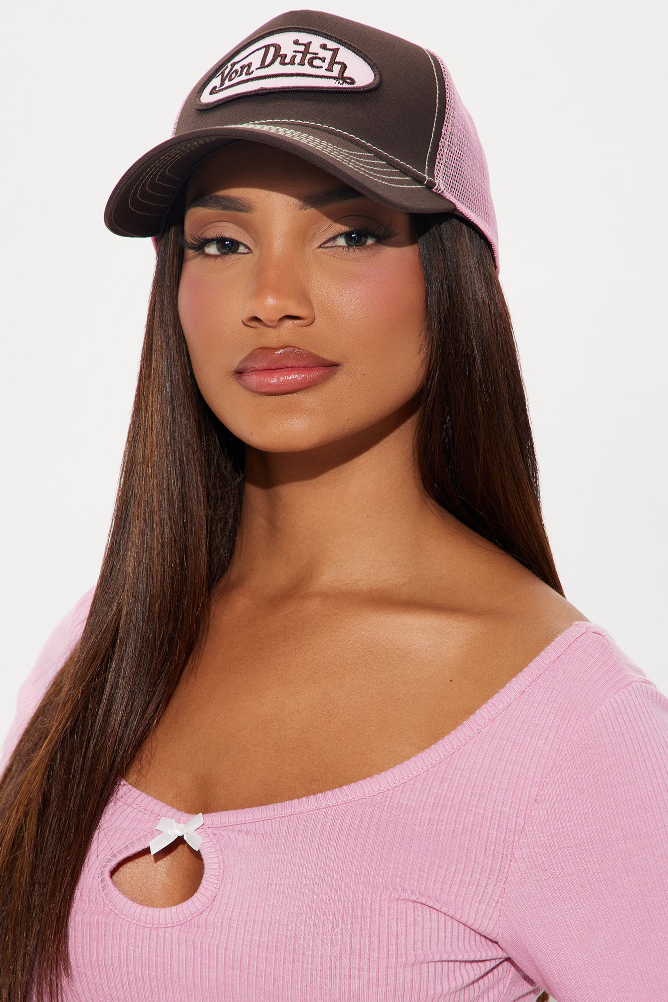 Von Dutch Pink & Brown Trucker Hat