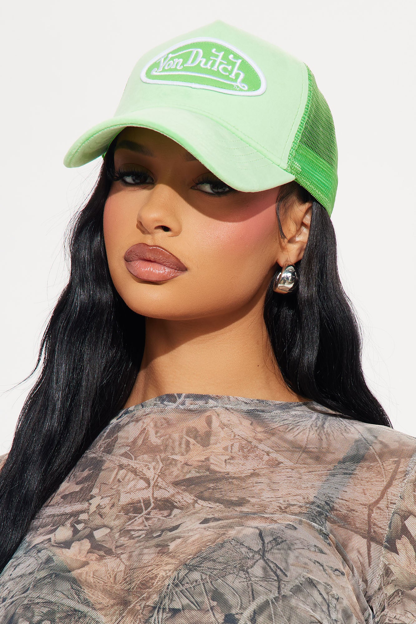 Von Dutch Velvet Green Trucker Hat