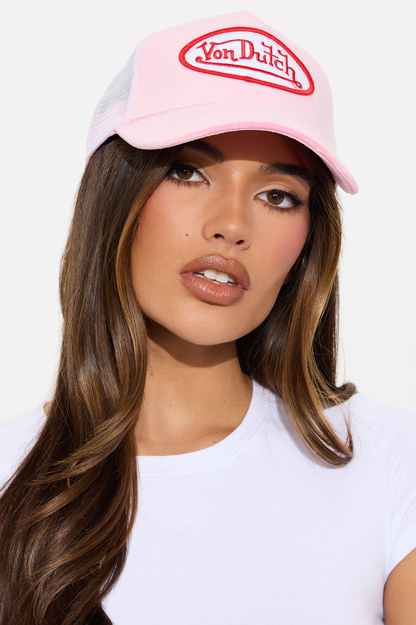 Von Dutch Velvet Pink Trucker Hat
